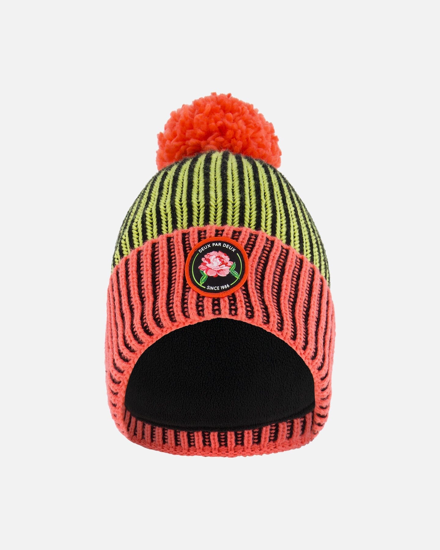 Knit Hat Black, Lime And Coral by Deux par Deux