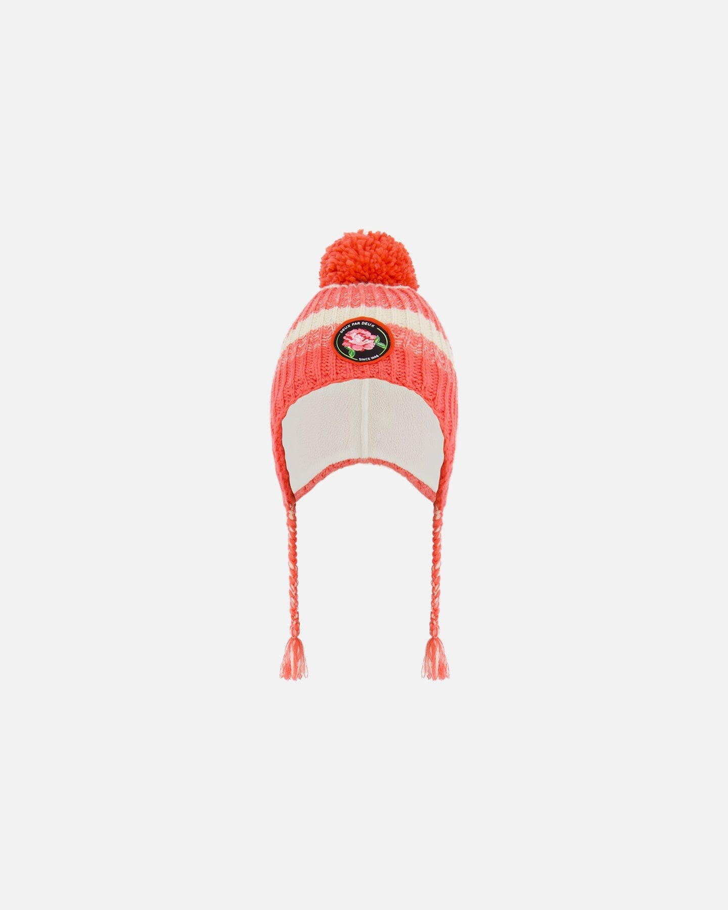 Peruvian Knit Hat Coral And White by Deux par Deux