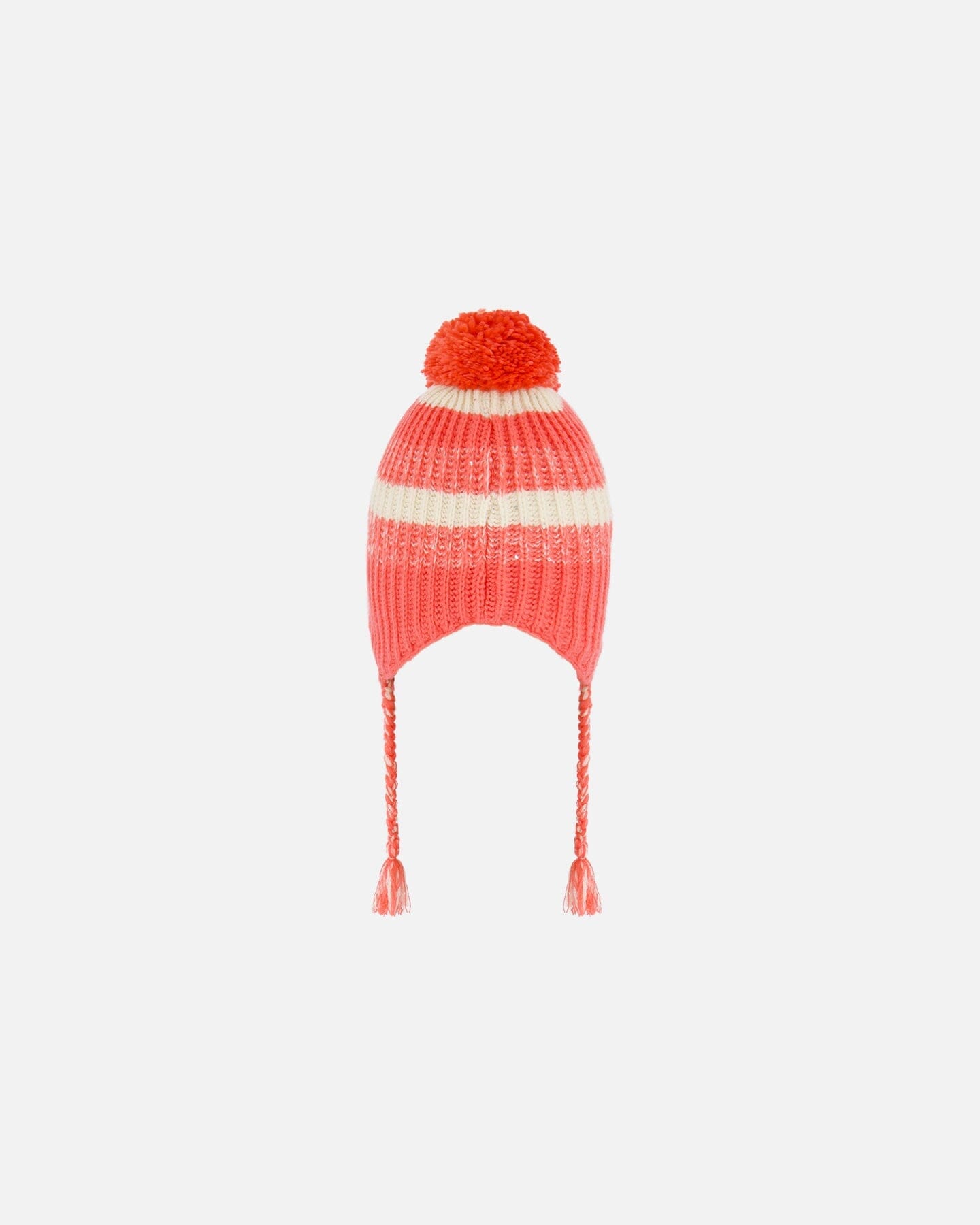 Peruvian Knit Hat Coral And White by Deux par Deux