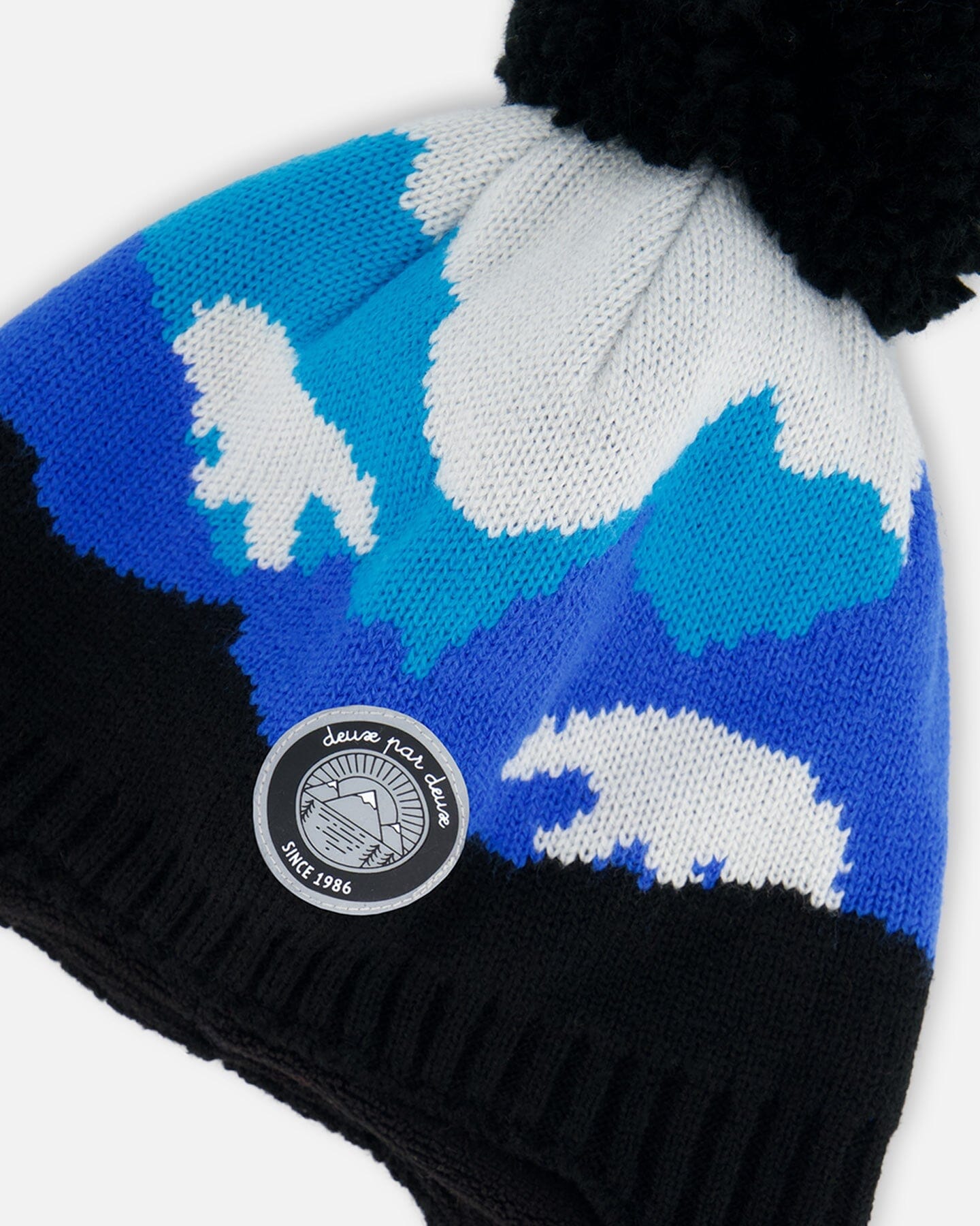 Peruvian Knit Hat Royal Blue Bears And Black by Deux par Deux