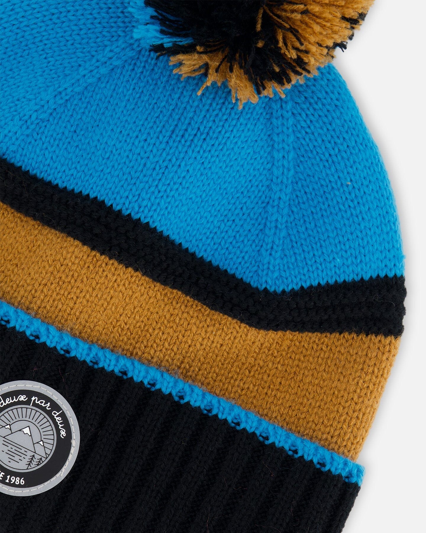 Knit Hat Blue, Black And Spice by Deux par Deux