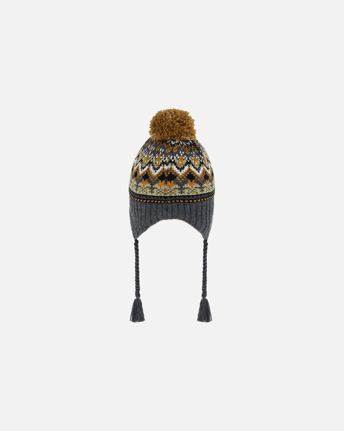 Peruvian Knit Hat Grey And Brown Jacquard by Deux par Deux