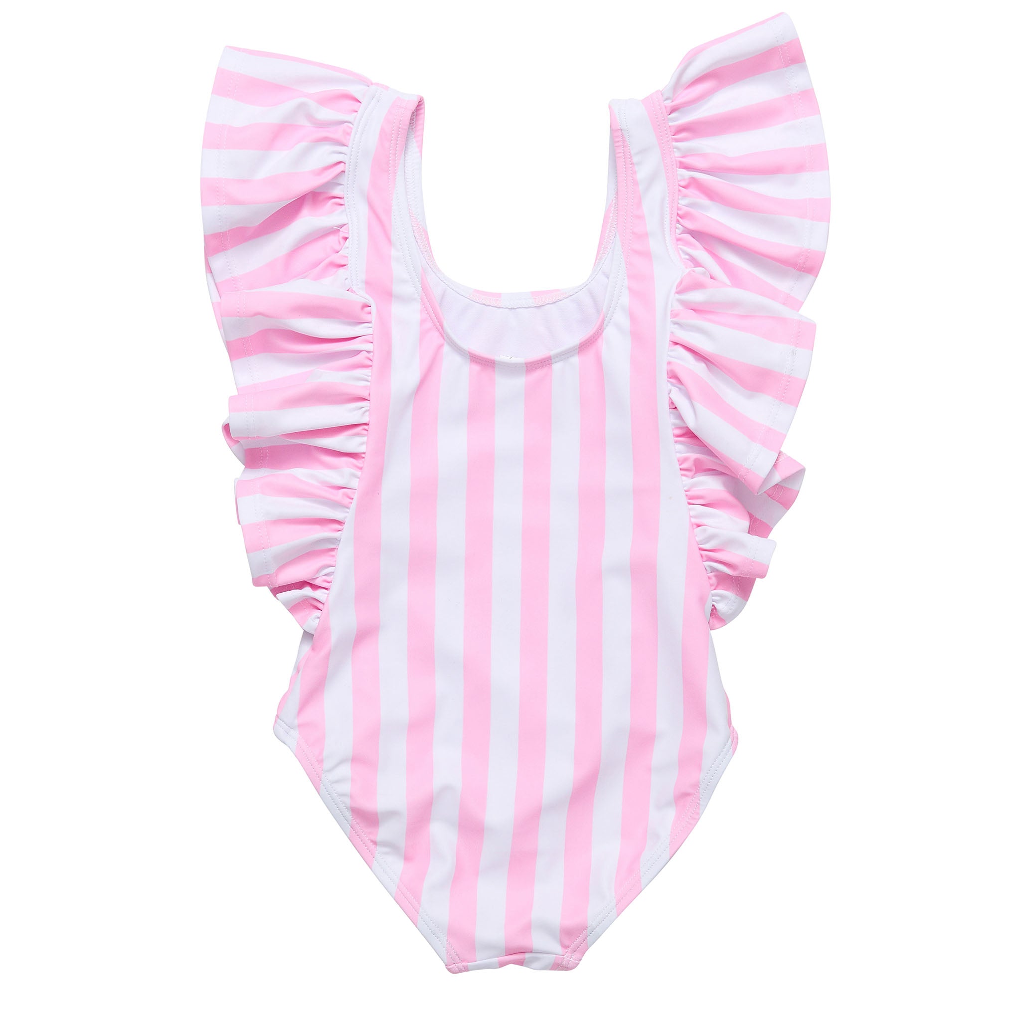 Pink Stripe Wide Frill Swimsuit