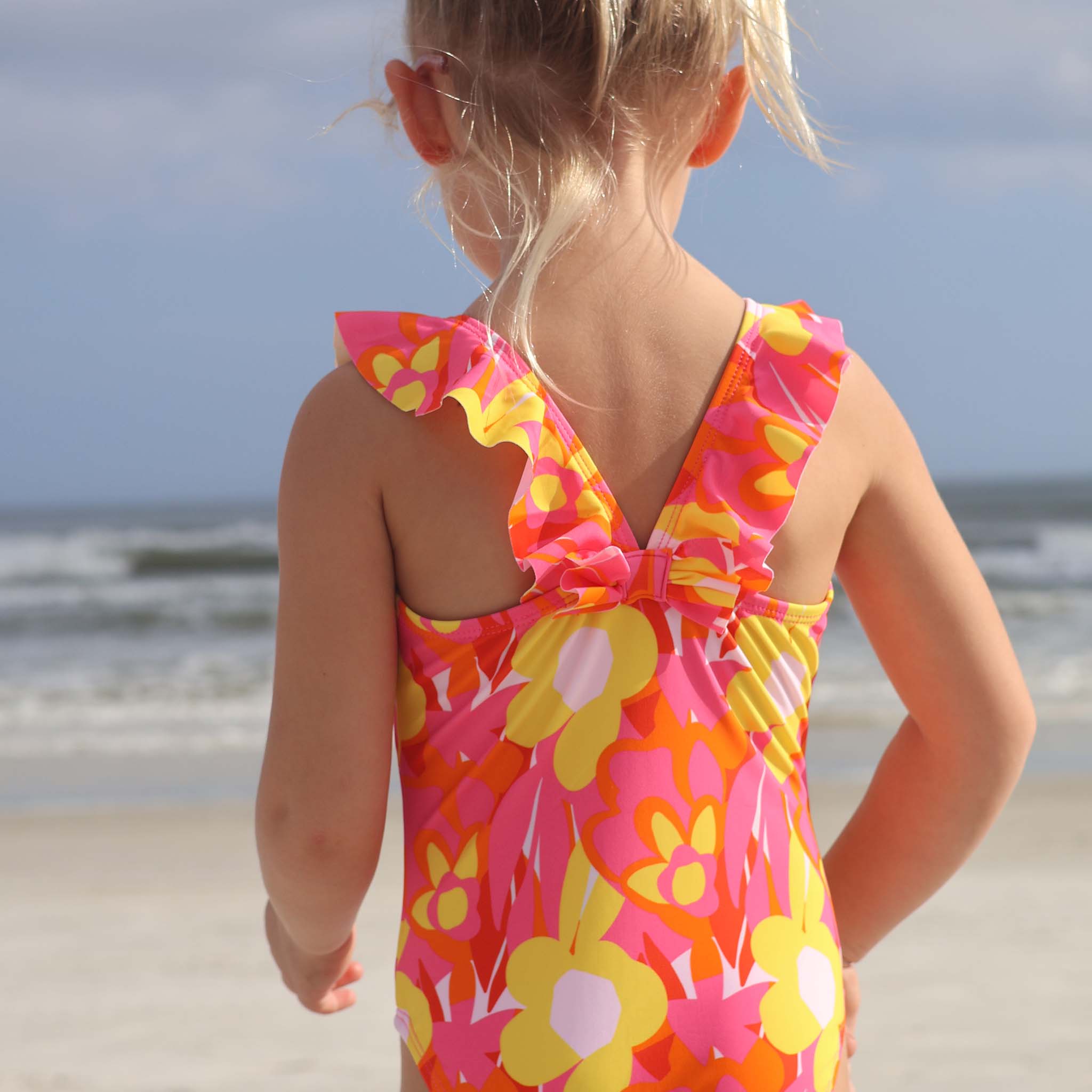 Pop Of Sunshine Ruffle Shoulder Swimsuit