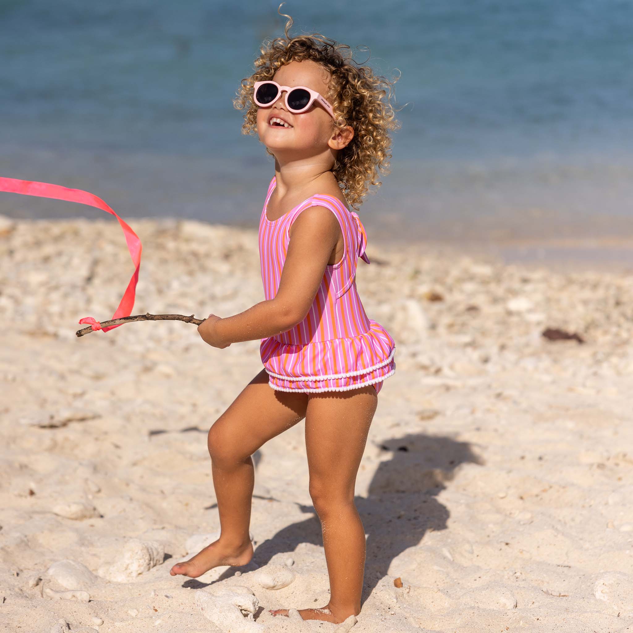 Stripy Sunset Sustainable Skirt Swimsuit