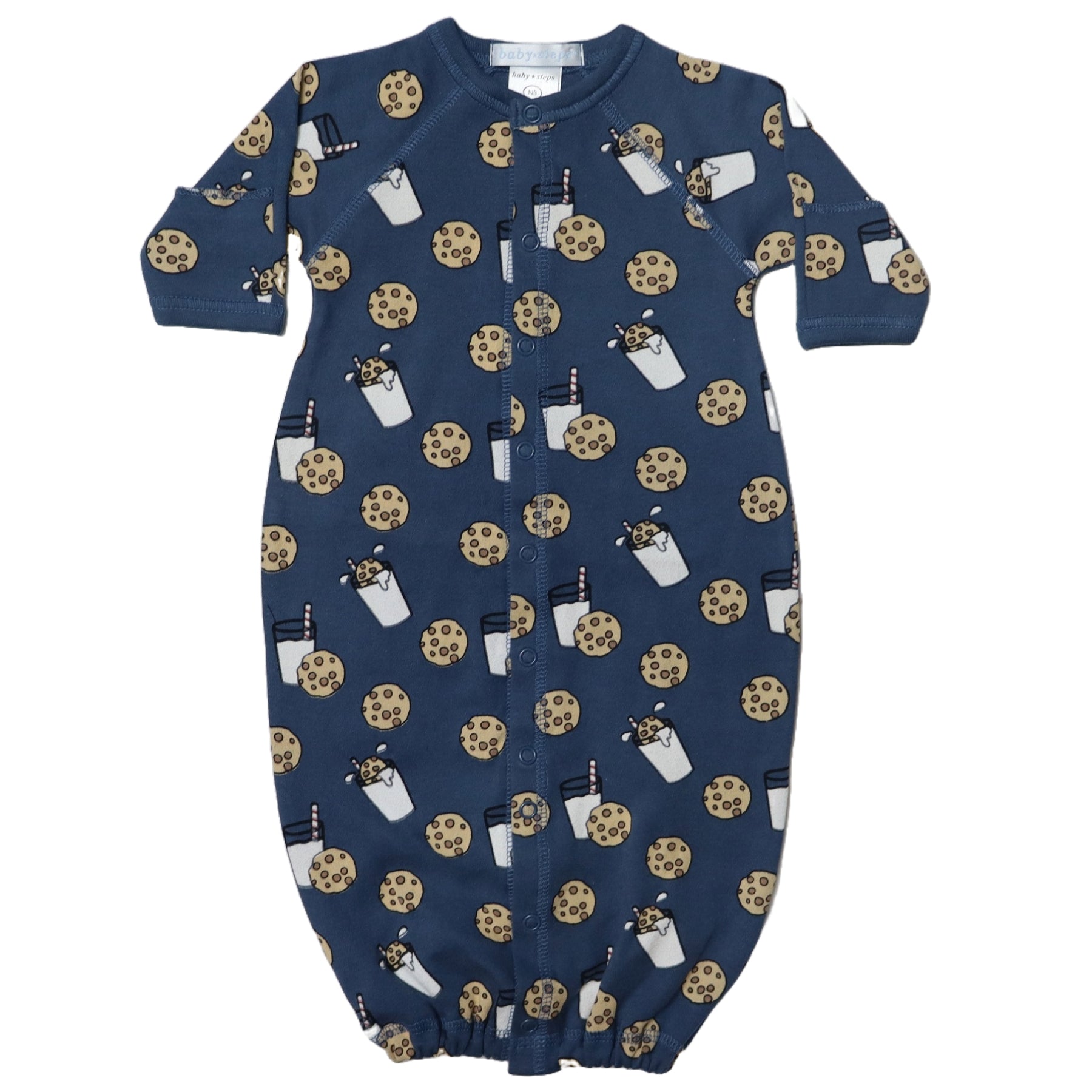 Baby Converter Gown - Milk & Cookies On Blue