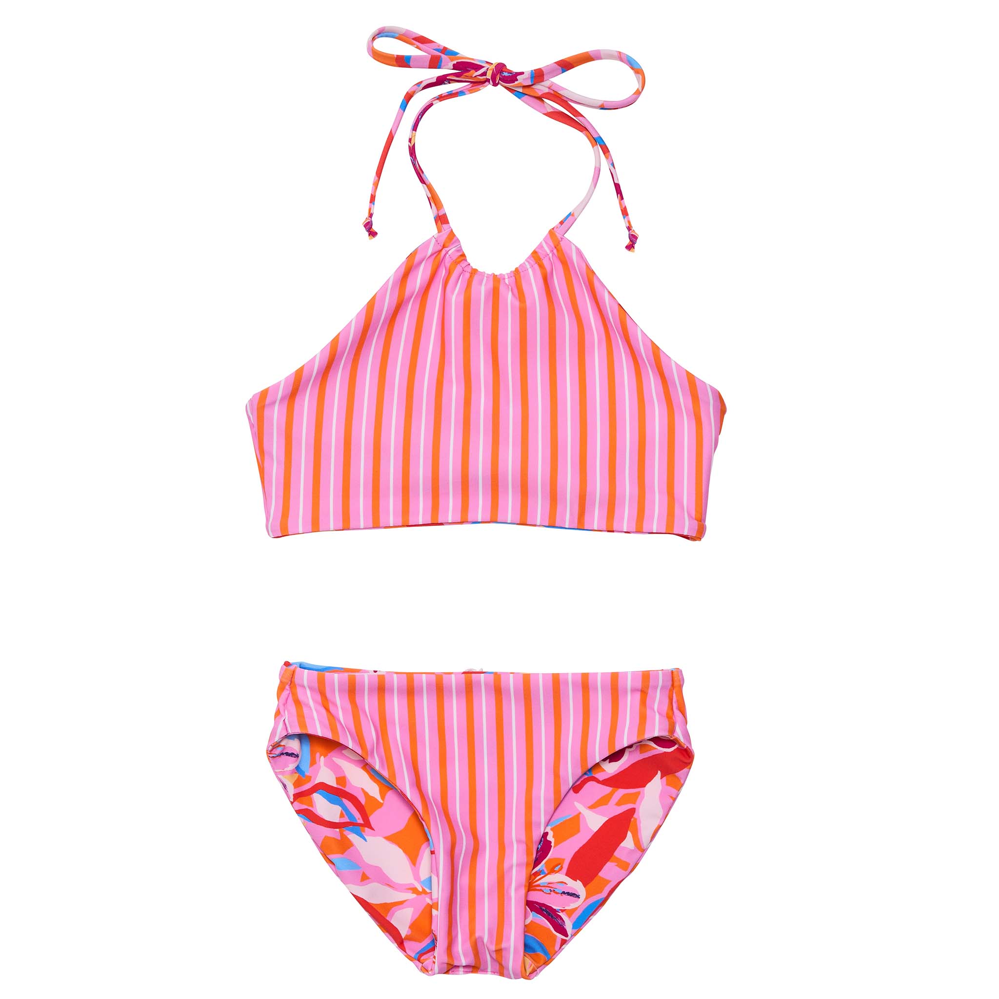 Blooming Sunset Sustainable Reversible Halter Bikini