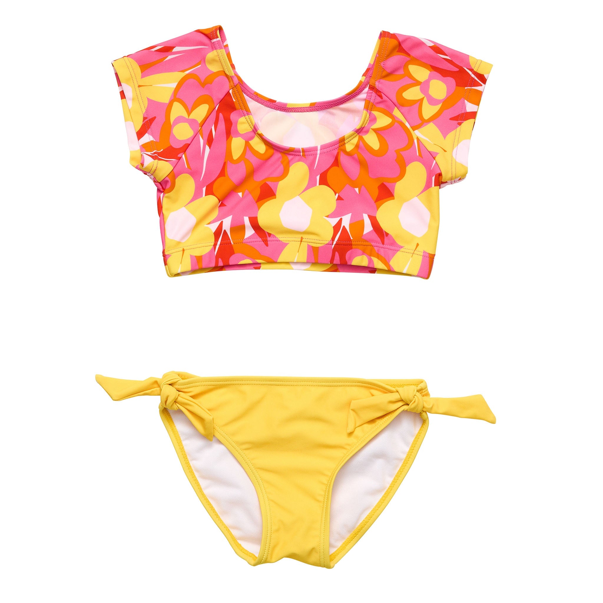 Pop Of Sunshine Crop Ss Rash Top Set