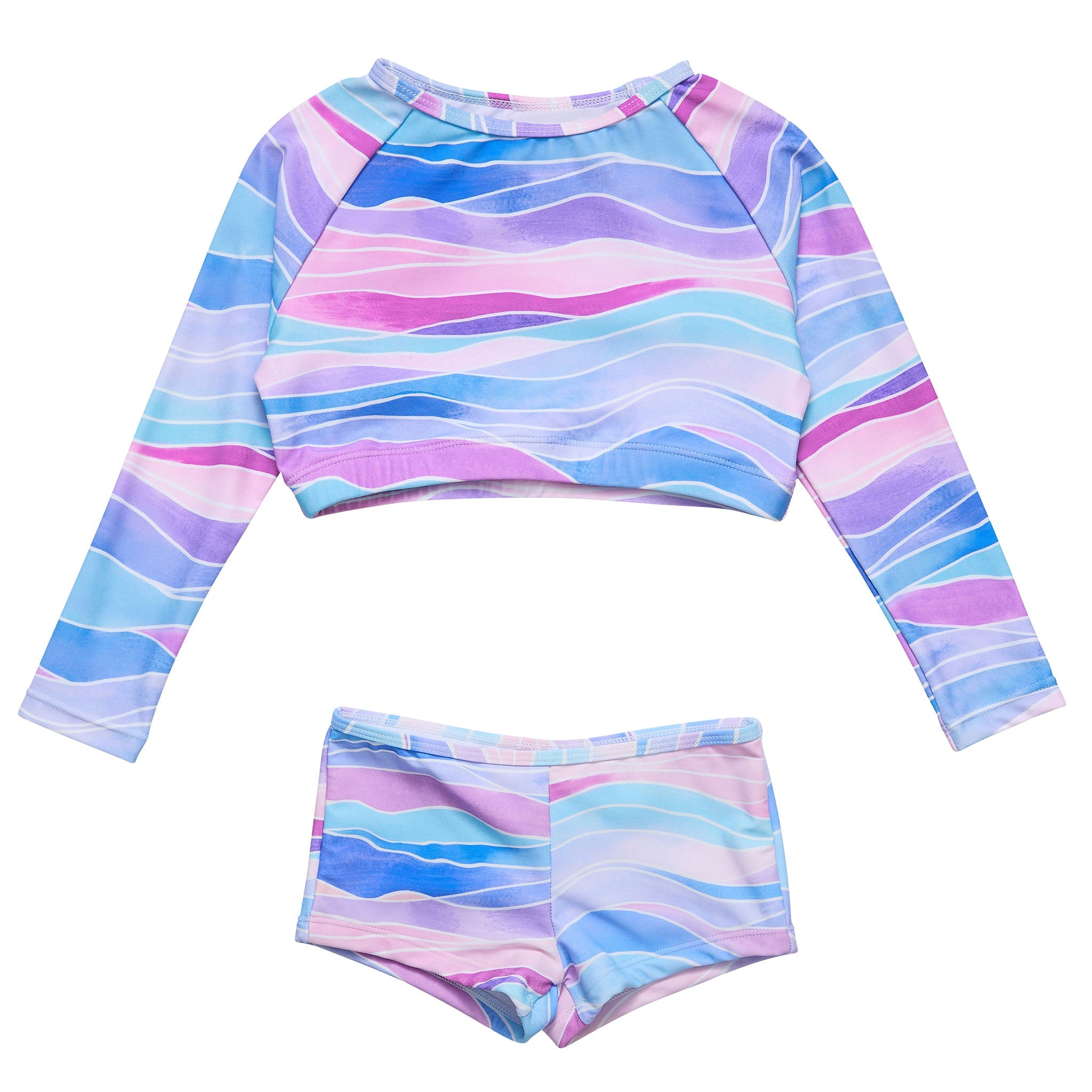 Water Hues Crop Ls Rash Top Set