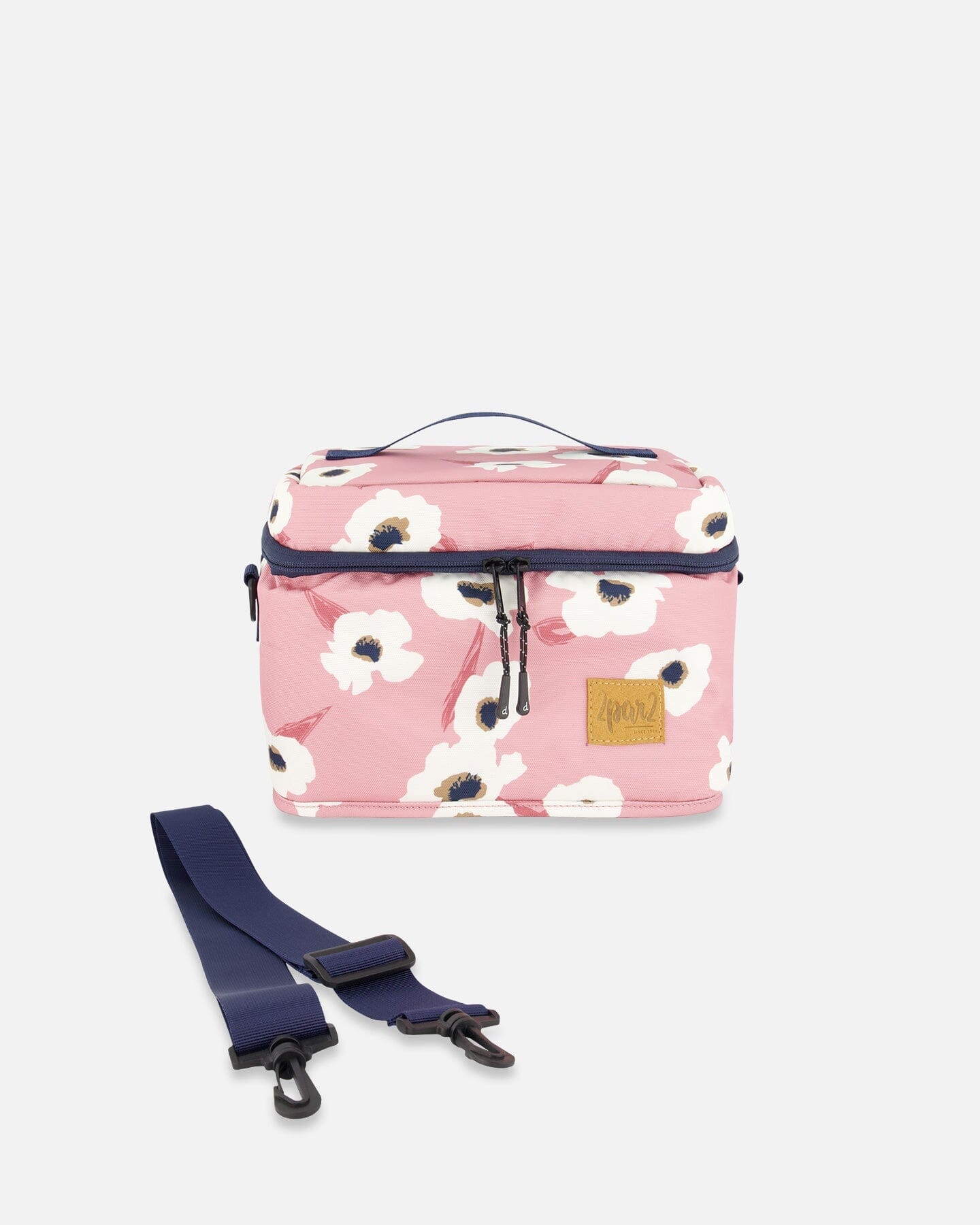 Lunch Box Pink Printed Off White Flowers by Deux par Deux