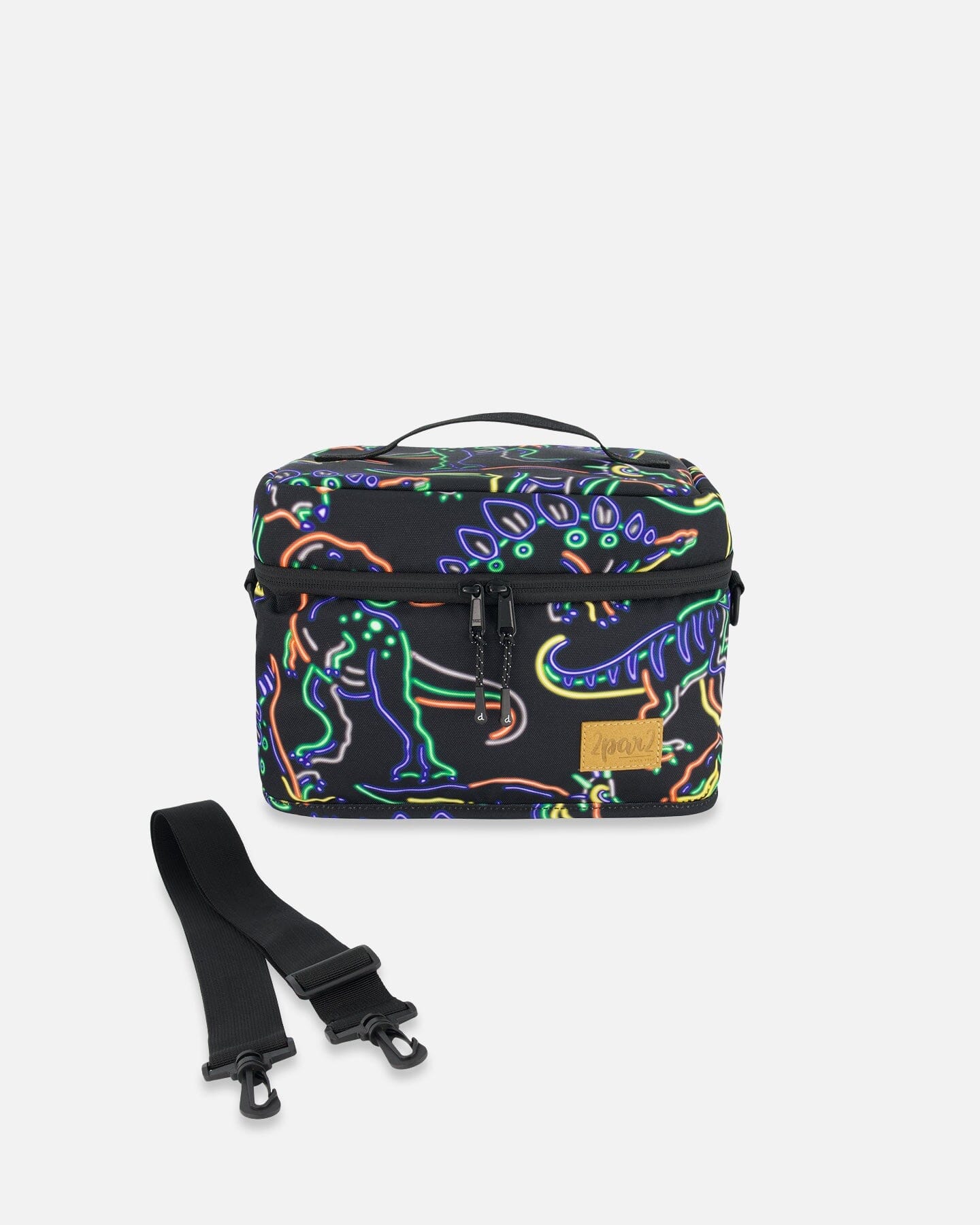 Lunch Box Black Printed Neon Dino by Deux par Deux