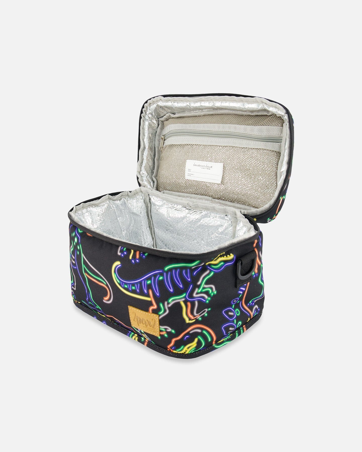 Lunch Box Black Printed Neon Dino by Deux par Deux