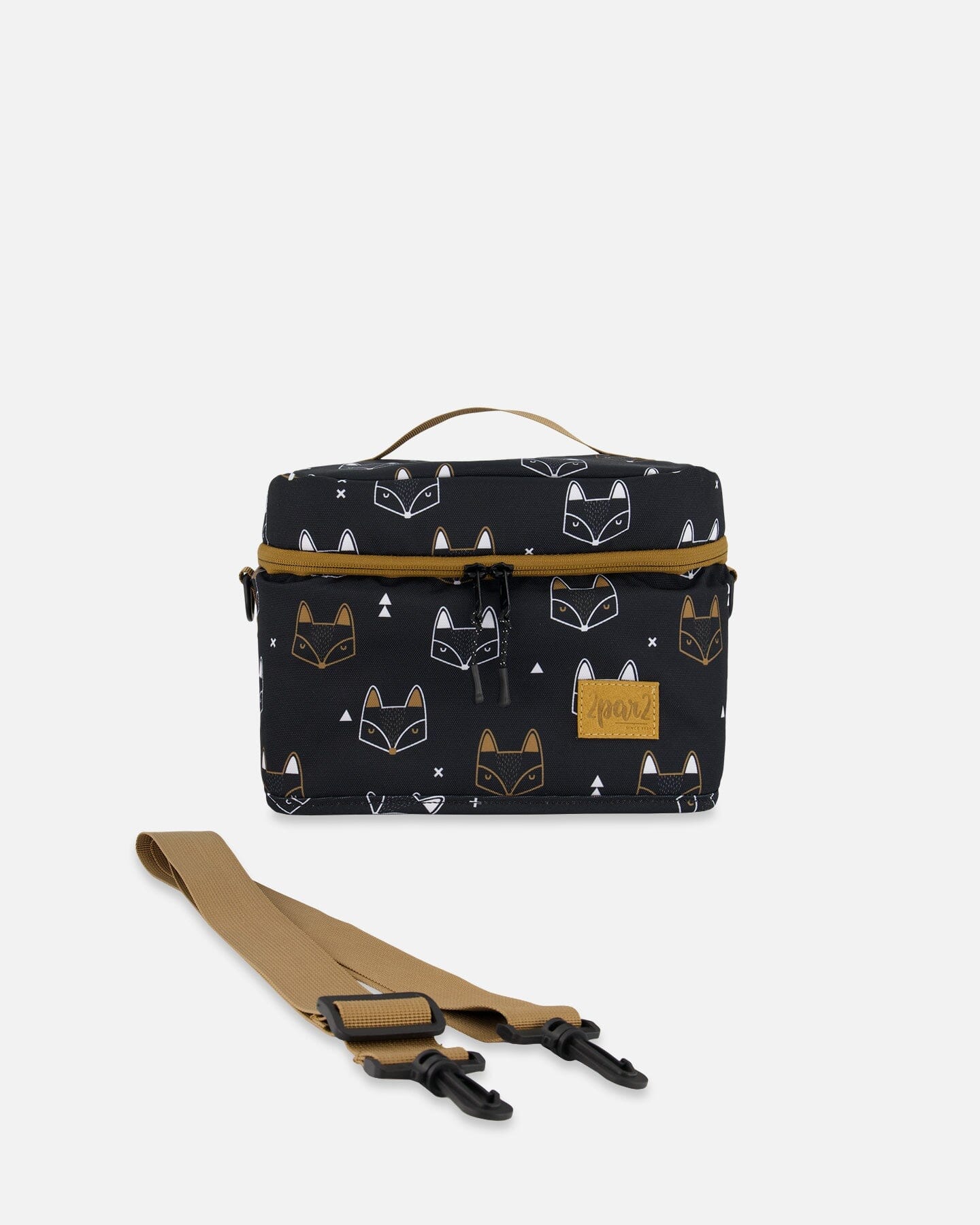 Lunch Box Black Printed Fox by Deux par Deux