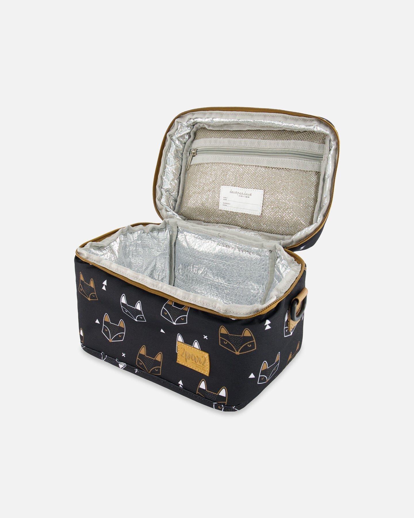 Lunch Box Black Printed Fox by Deux par Deux