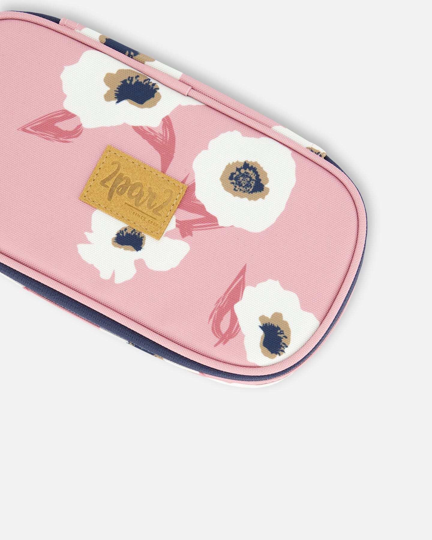 Pencil Case Pink Printed Off White Flowers by Deux par Deux