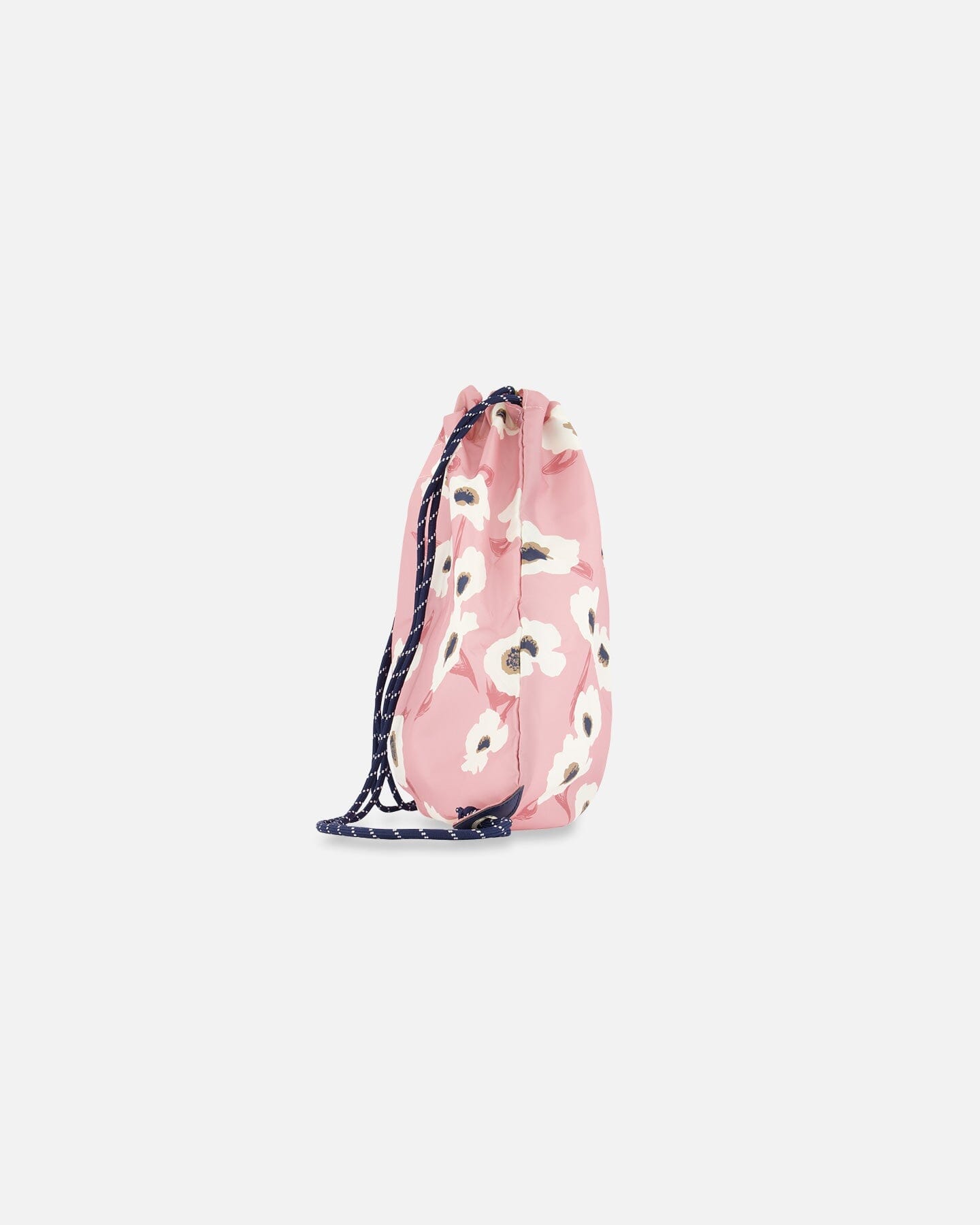 Drawstring Bag Pink Printed Off White Flowers by Deux par Deux