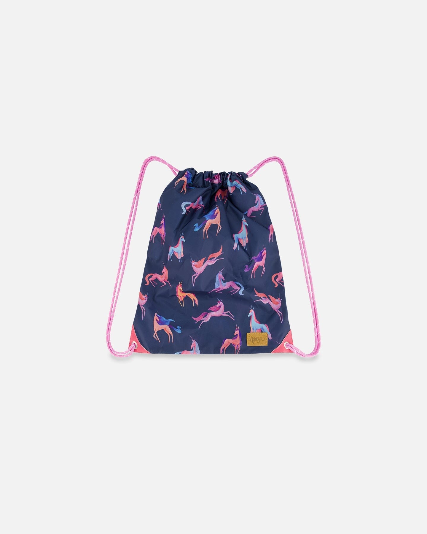 Drawstring Bag Navy Printed Unicorn by Deux par Deux