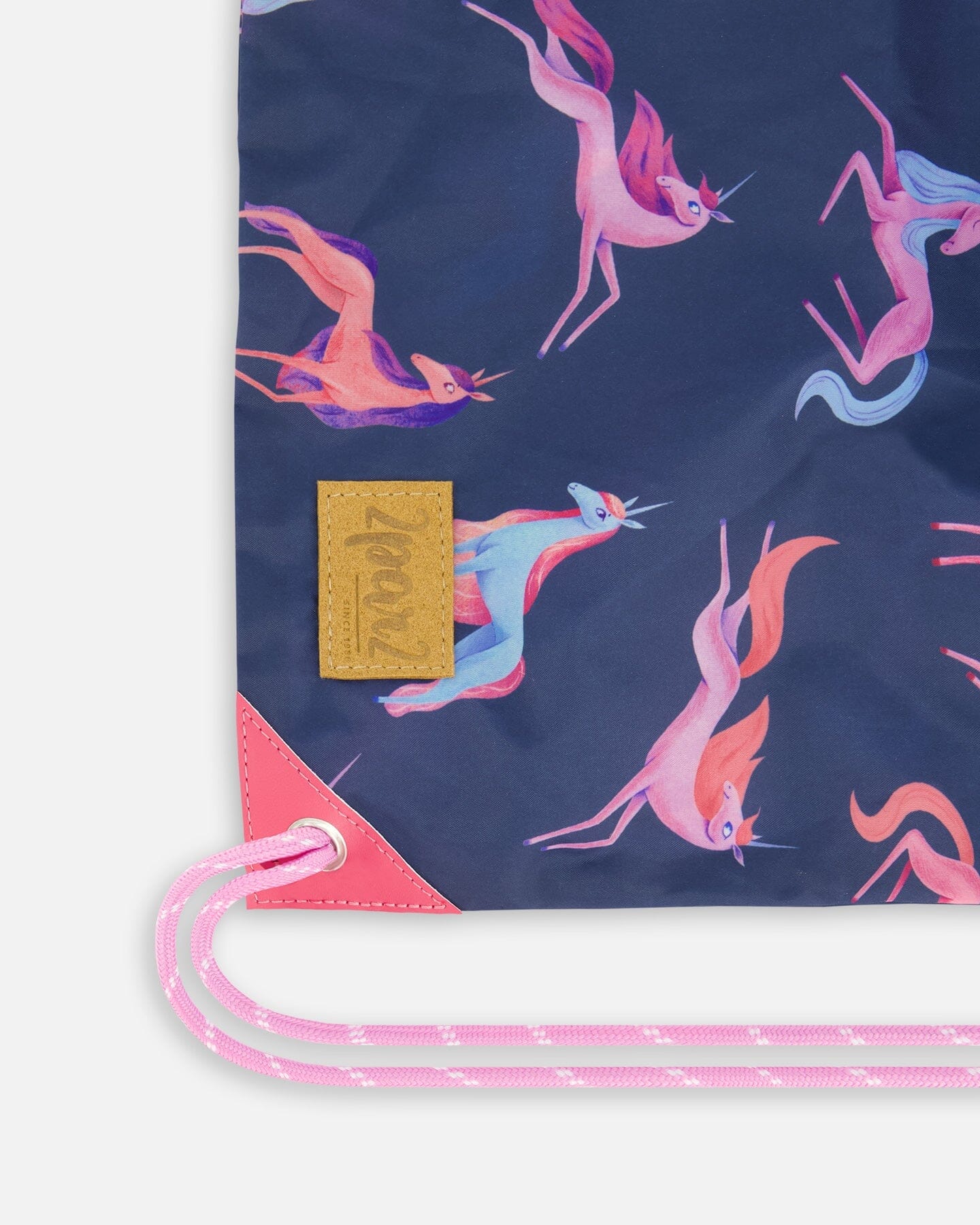 Drawstring Bag Navy Printed Unicorn by Deux par Deux