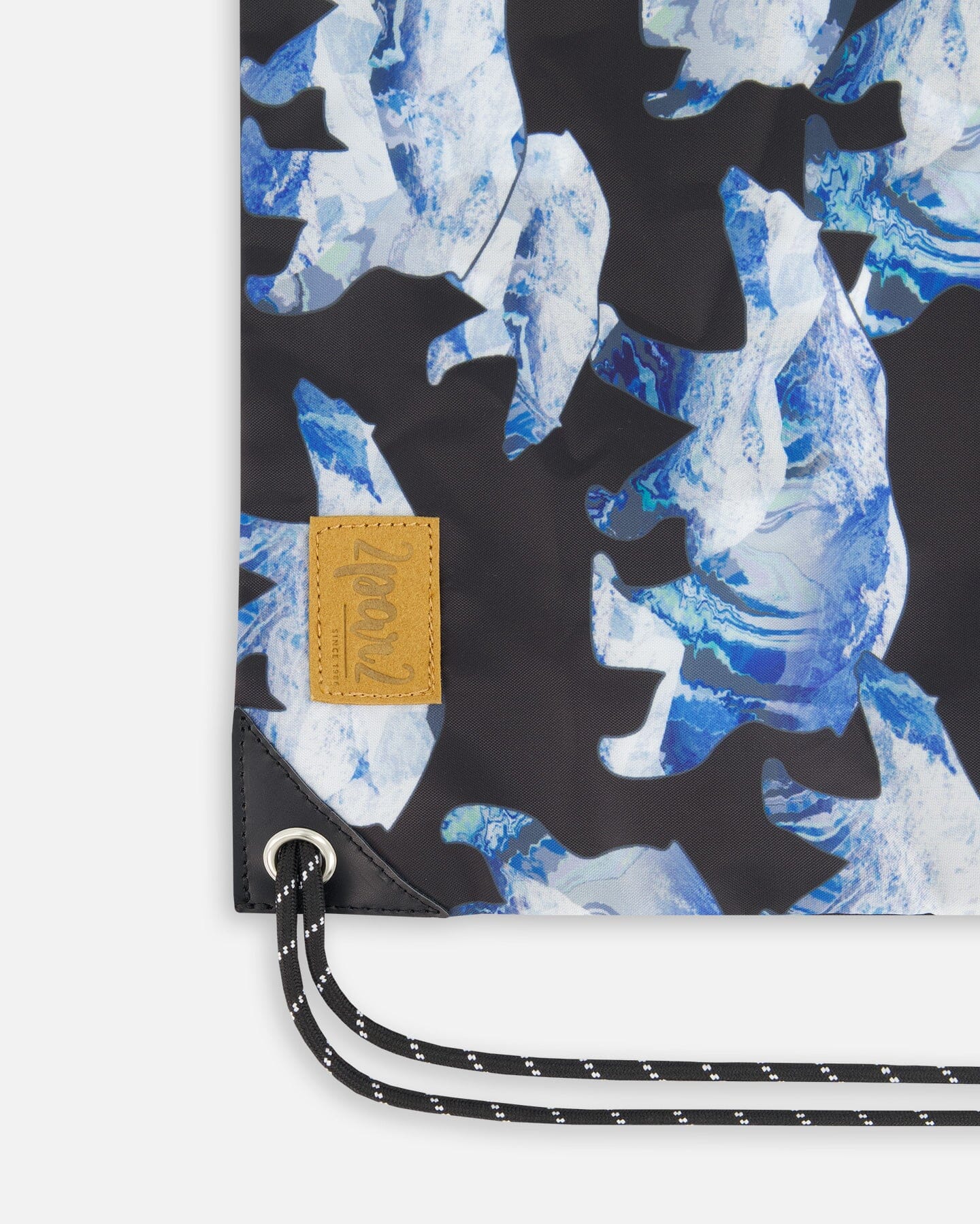 Drawstring Bag Black Printed Polar Bears by Deux par Deux