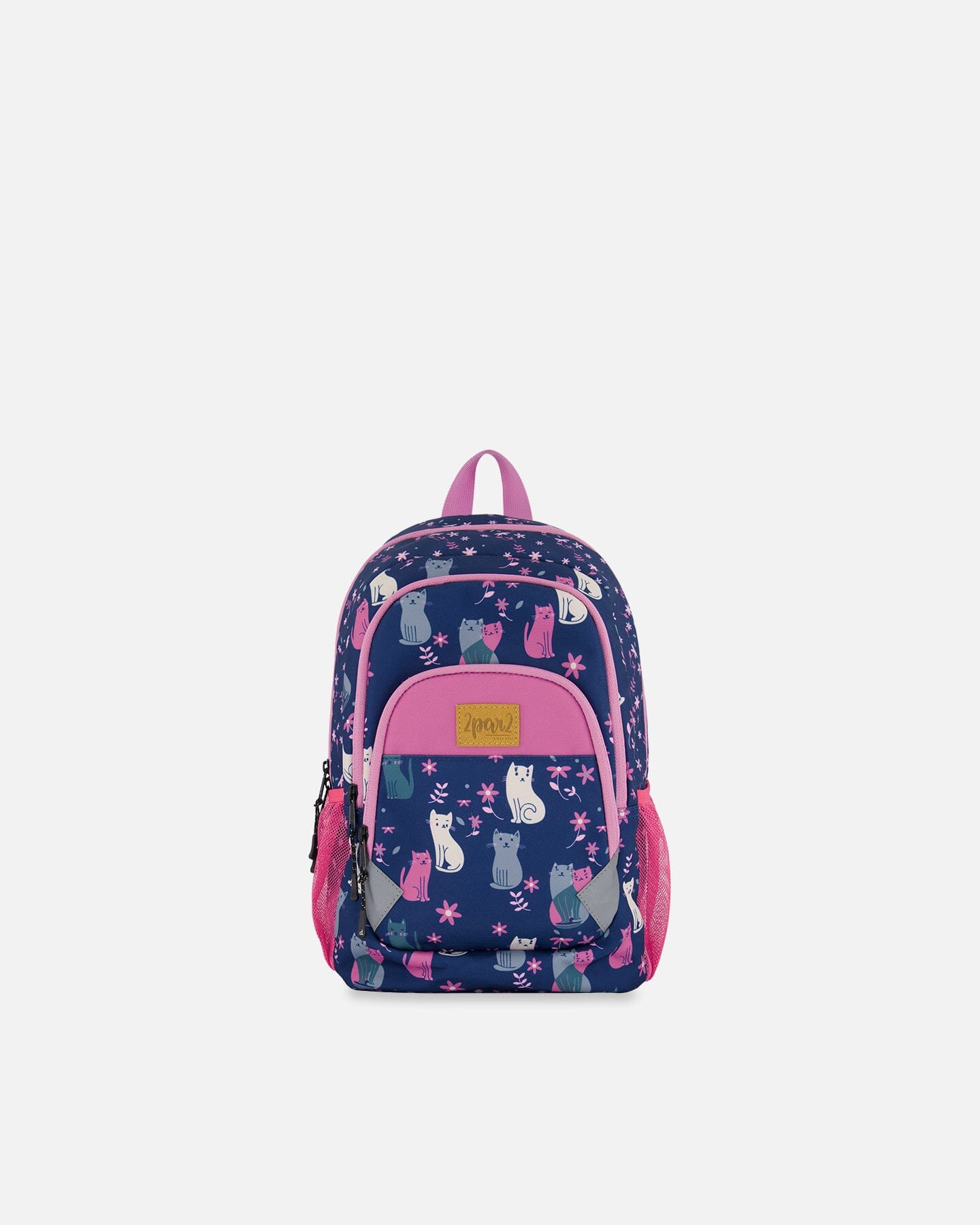 Toddler Backpack Navy Blue Printed Kitten by Deux par Deux