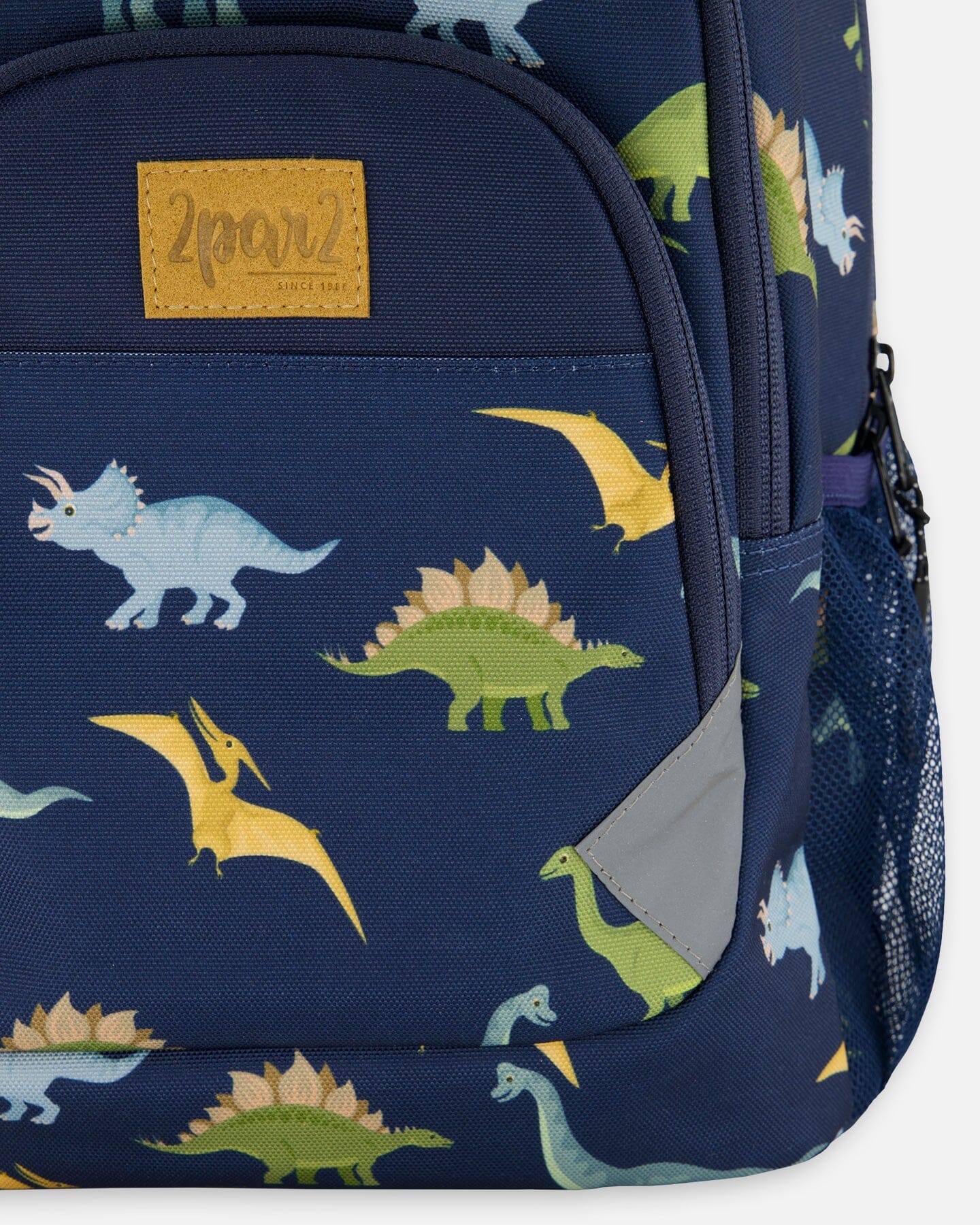 Toddler Backpack Navy Blue Printed Dinosaurs by Deux par Deux