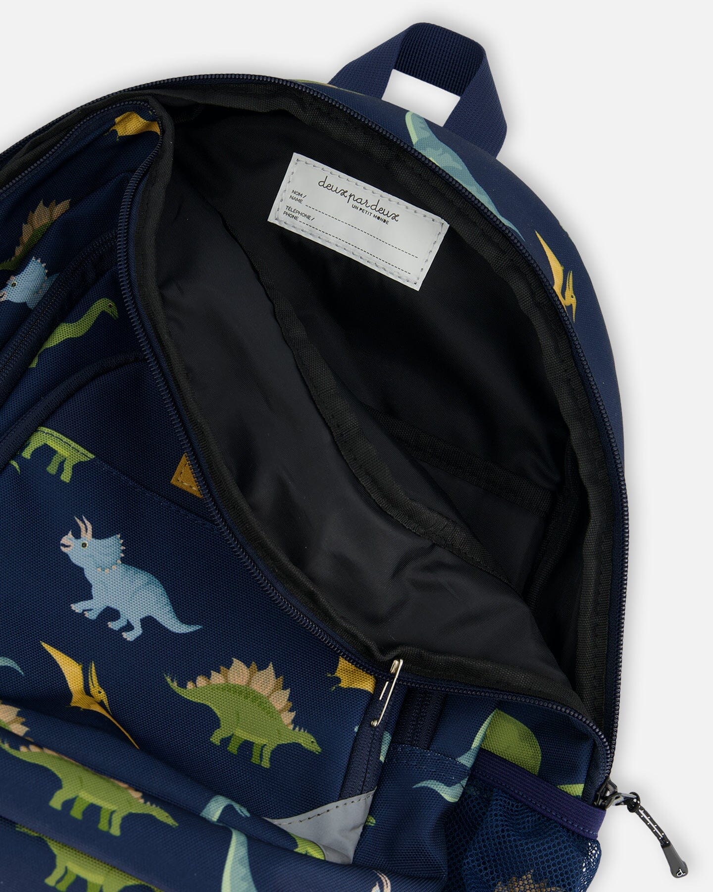 Toddler Backpack Navy Blue Printed Dinosaurs by Deux par Deux