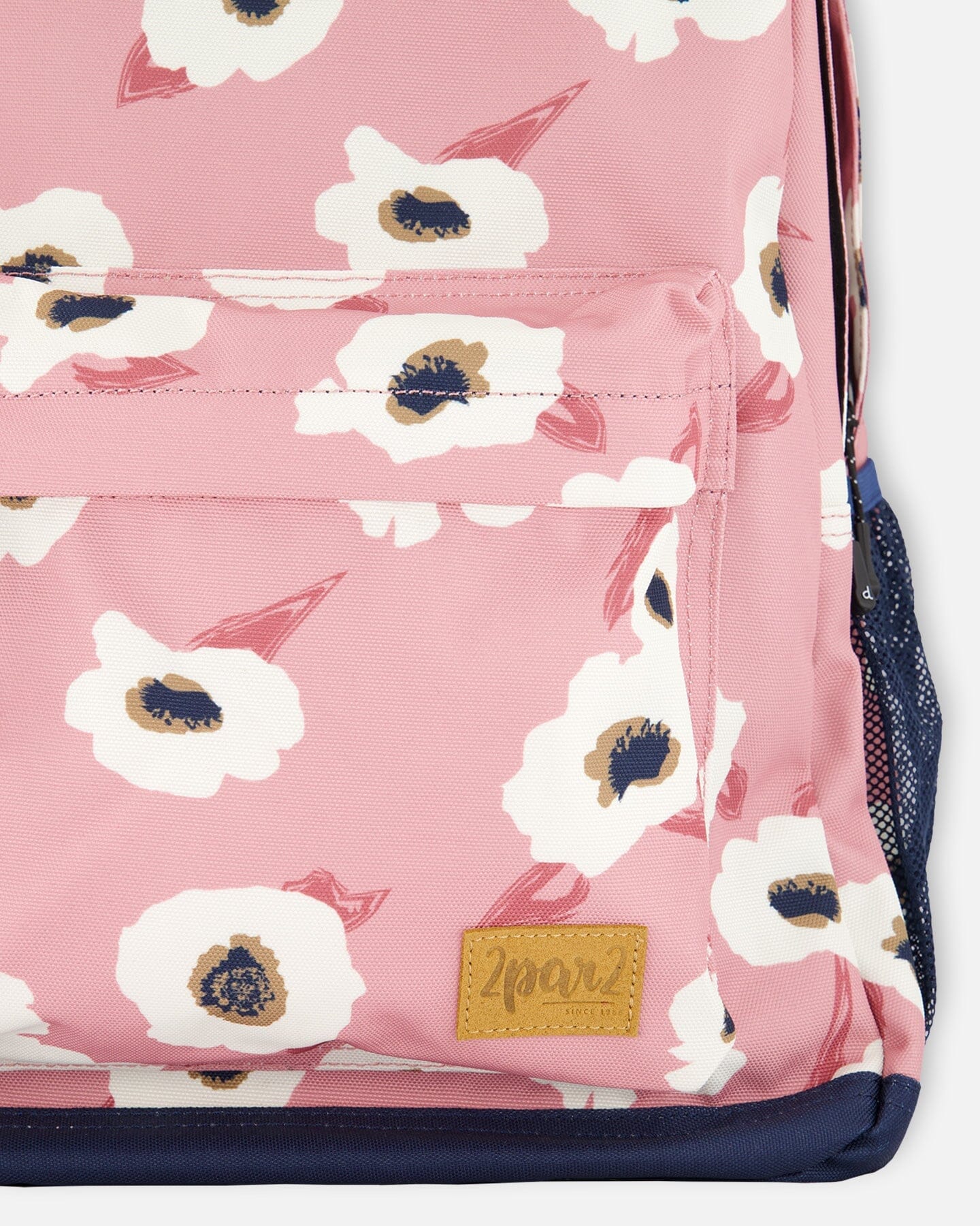 Backpack Pink Printed Off White Flowers by Deux par Deux