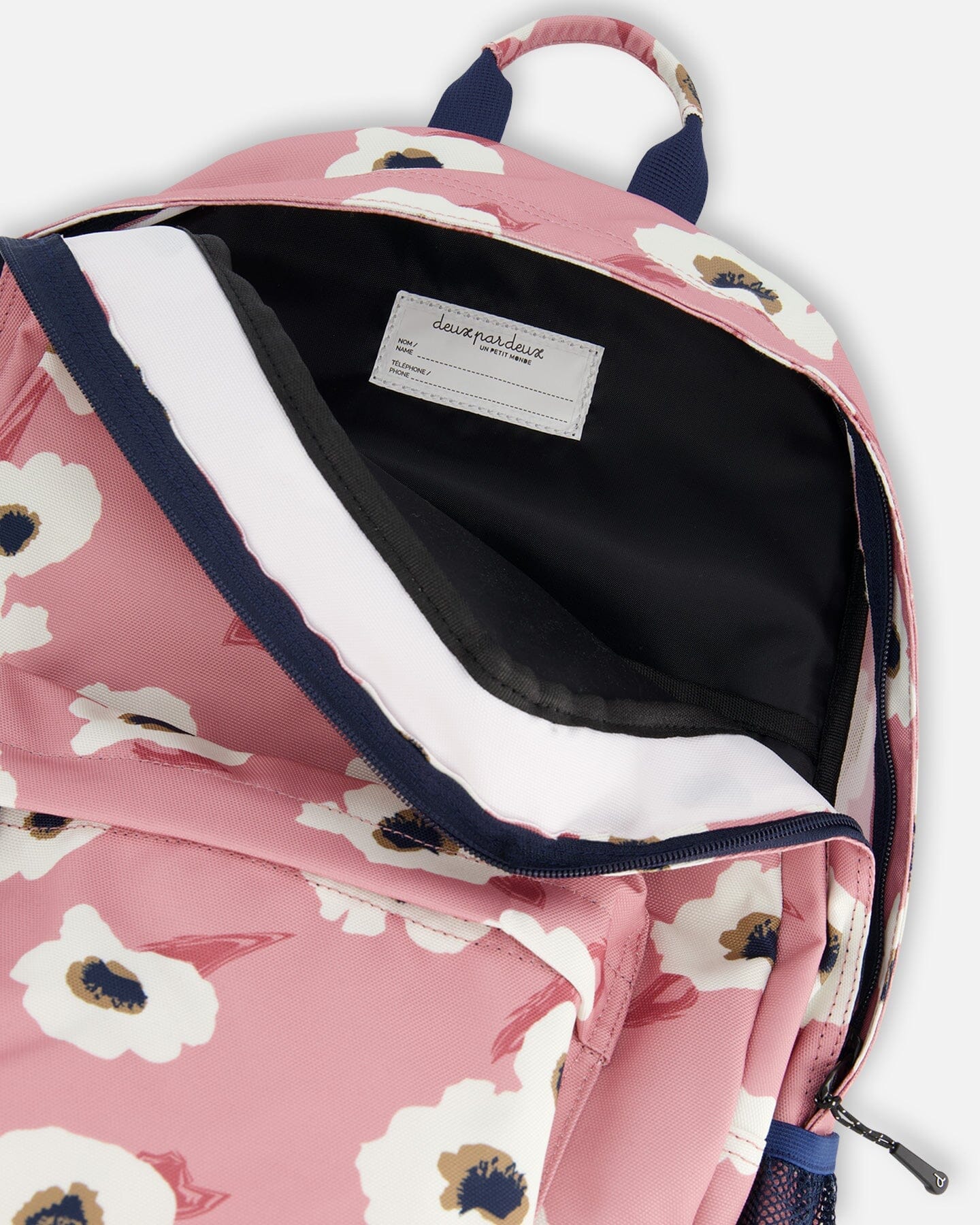 Backpack Pink Printed Off White Flowers by Deux par Deux