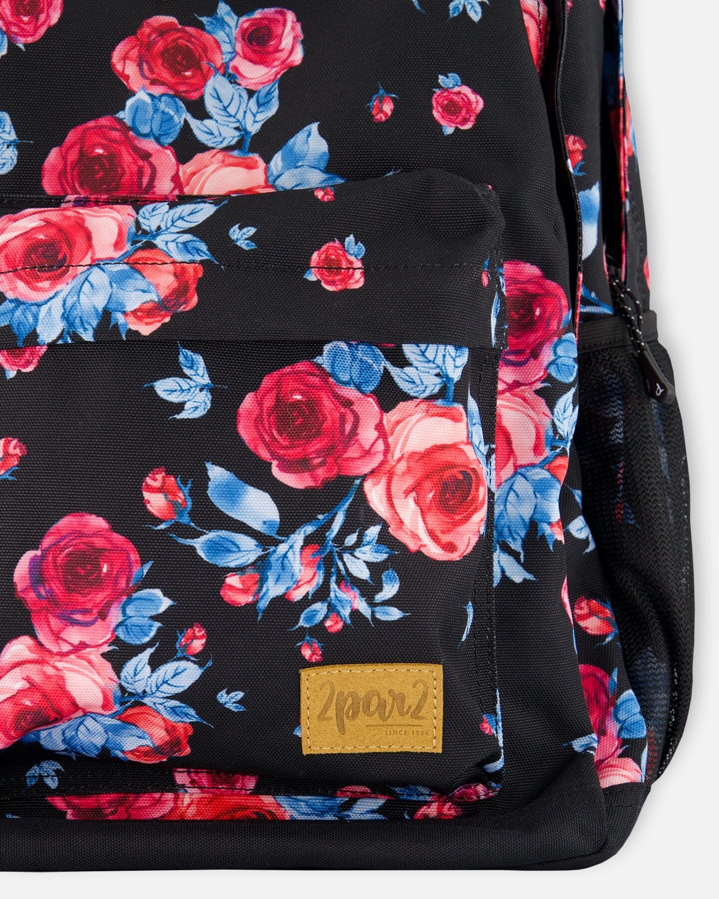 Backpack Black Printed Roses by Deux par Deux