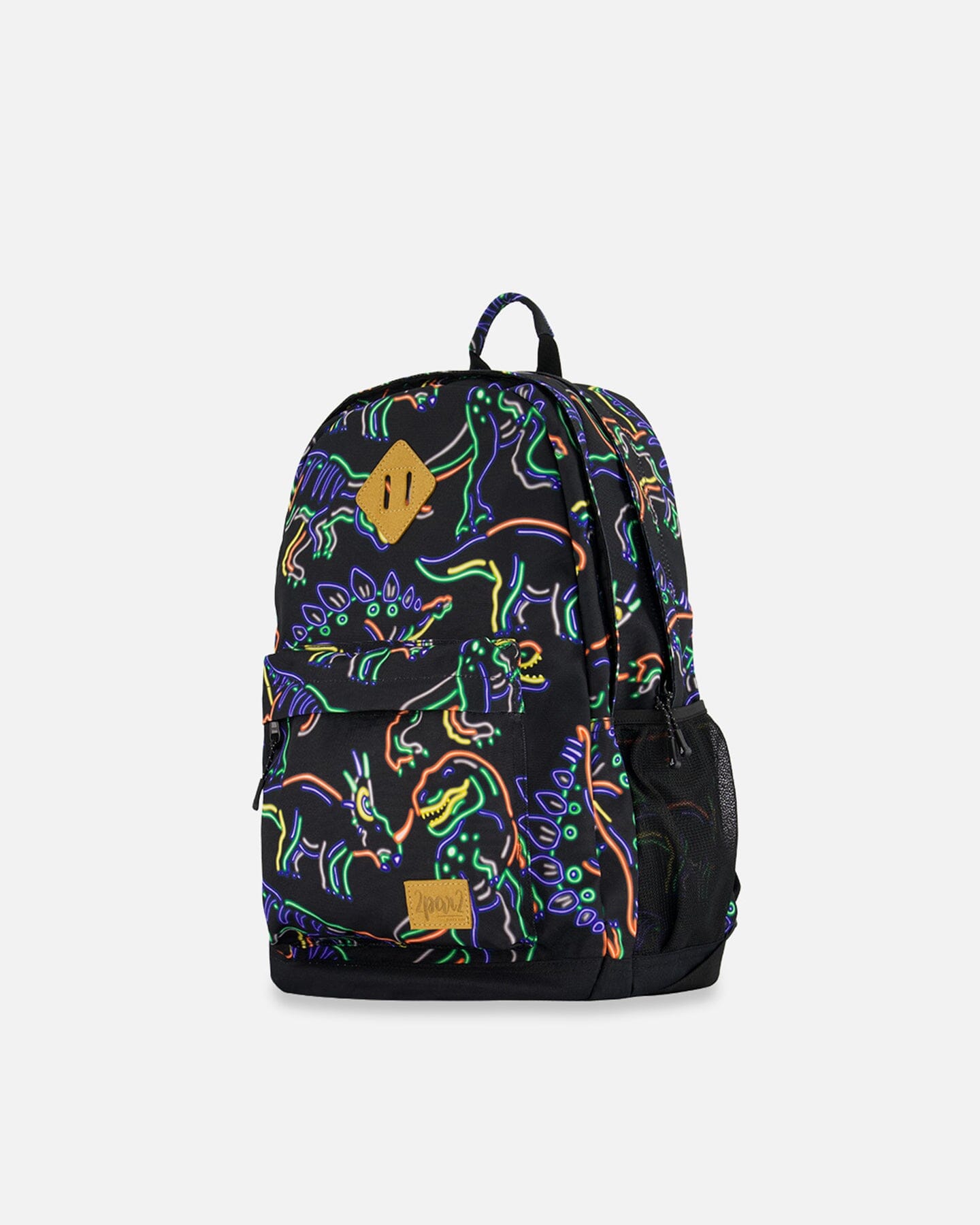 Backpack Black Printed Neon Dino by Deux par Deux