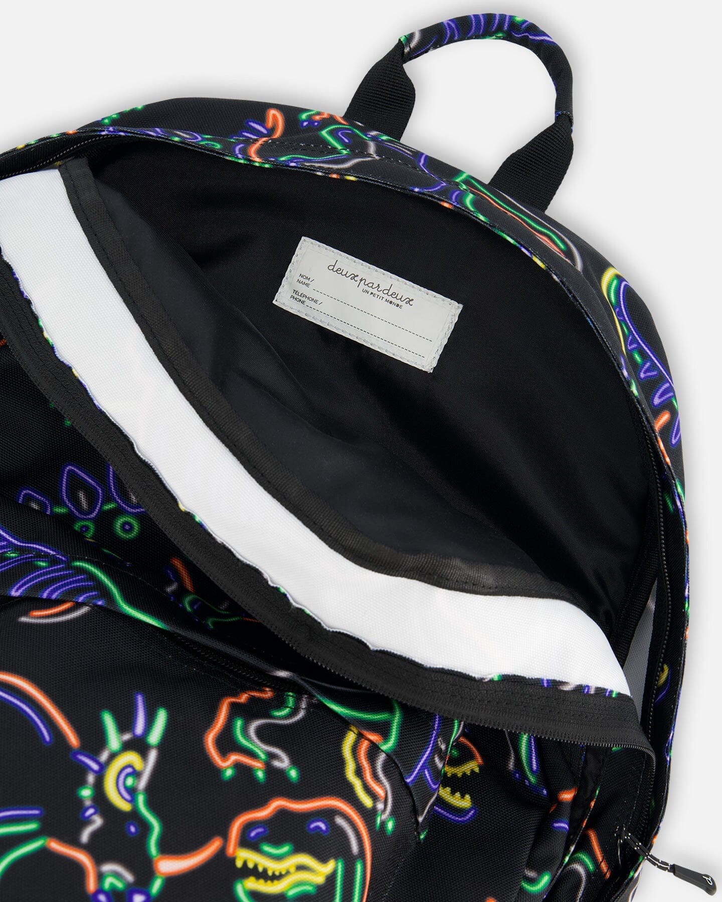 Backpack Black Printed Neon Dino by Deux par Deux