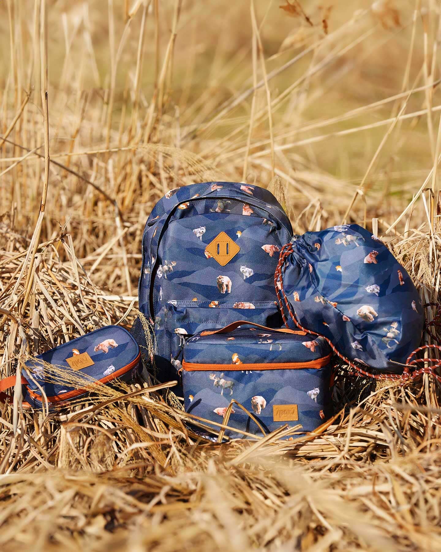 Backpack Navy Printed Mountains Animals by Deux par Deux