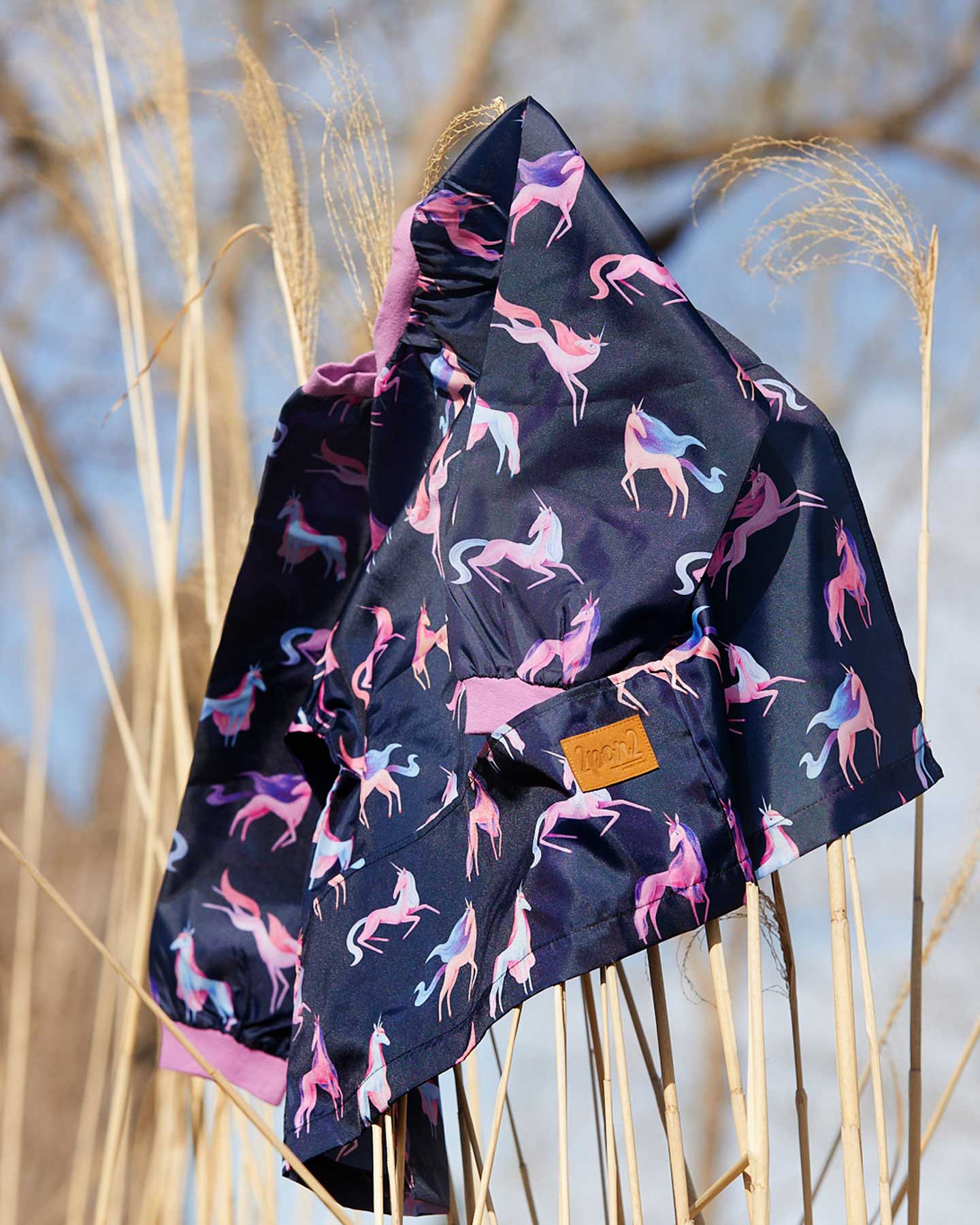 School Apron Navy Printed Unicorn by Deux par Deux