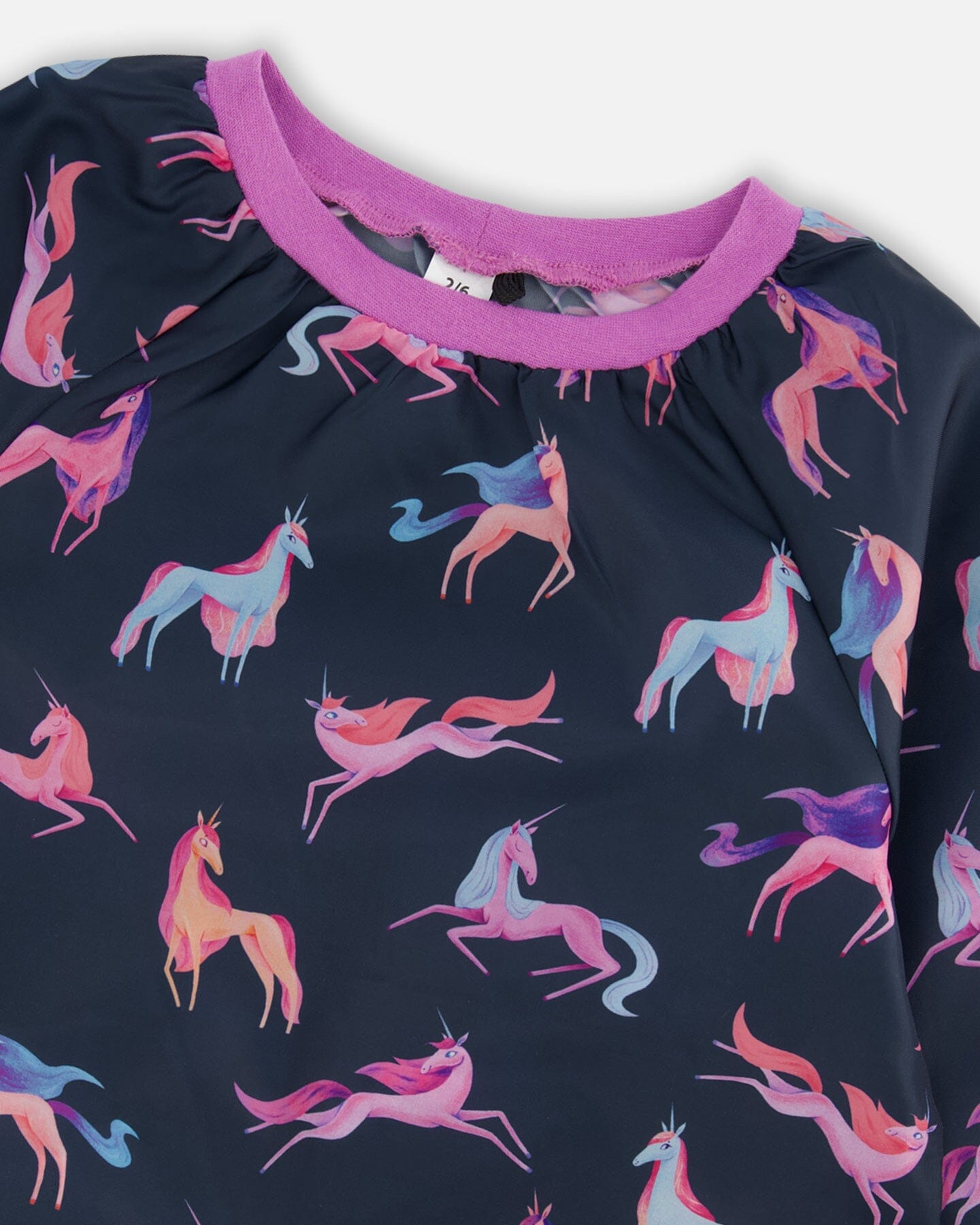 School Apron Navy Printed Unicorn by Deux par Deux