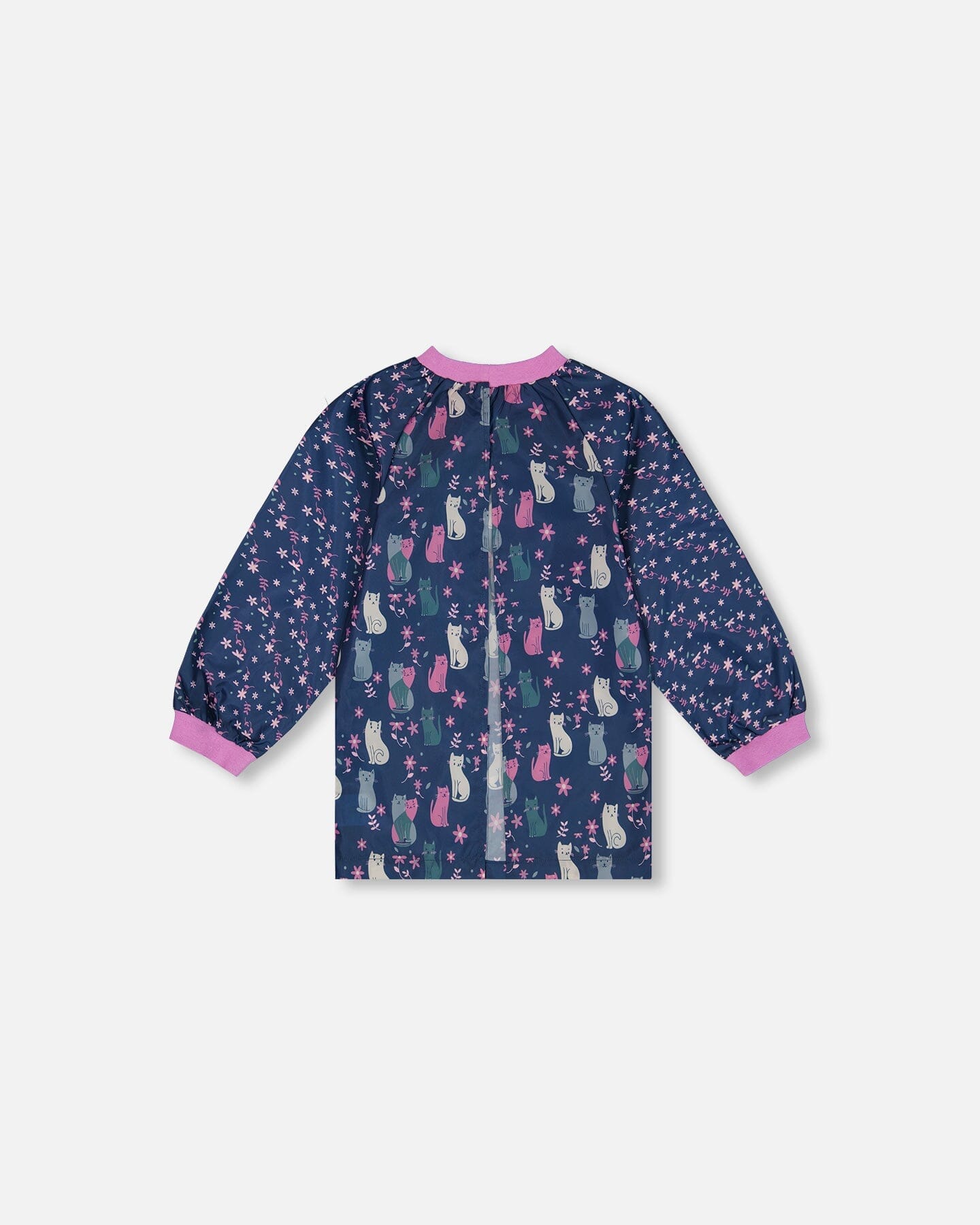 School Apron Navy Blue Printed Kitten by Deux par Deux