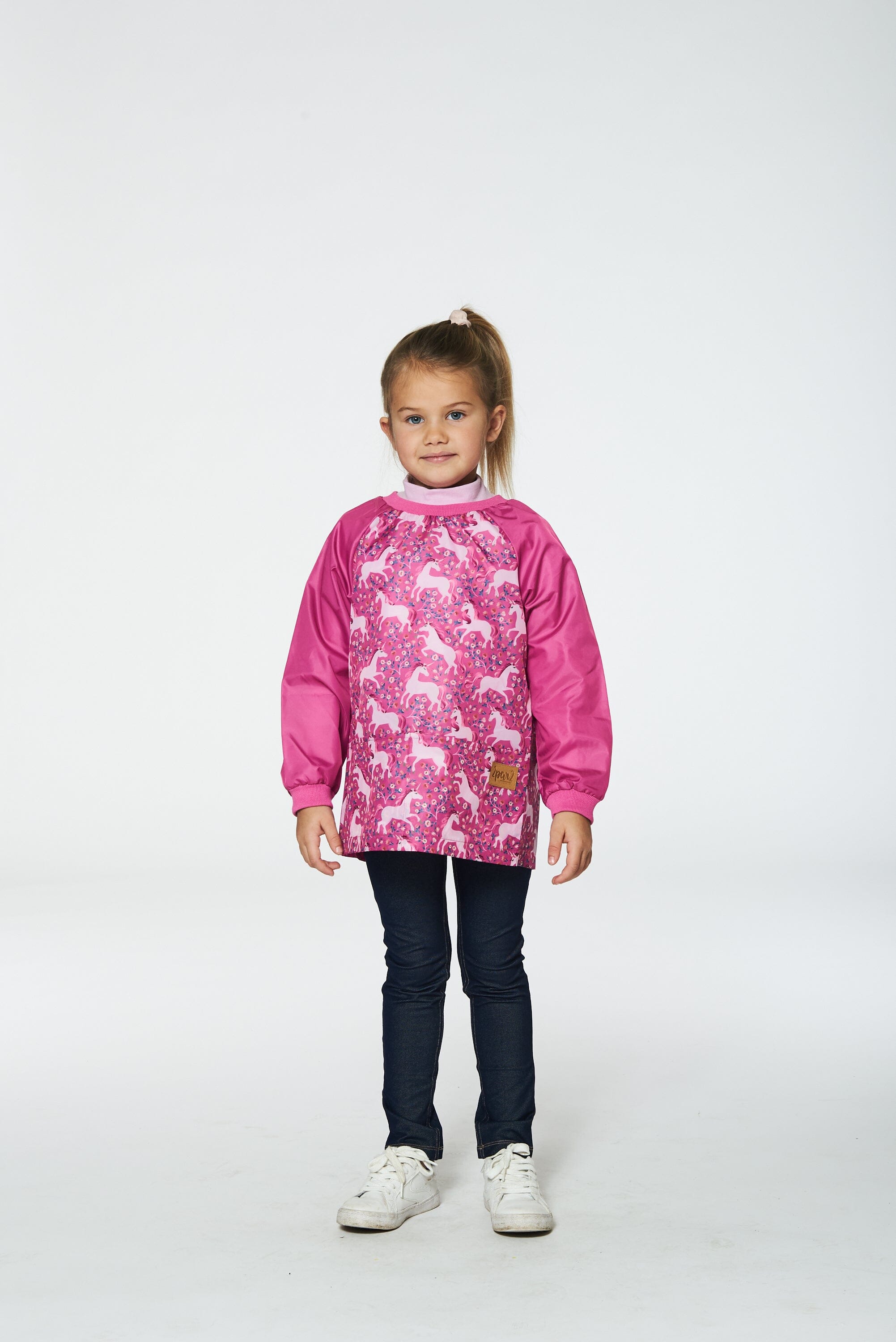 School Apron Pink Printed Unicorn by Deux par Deux