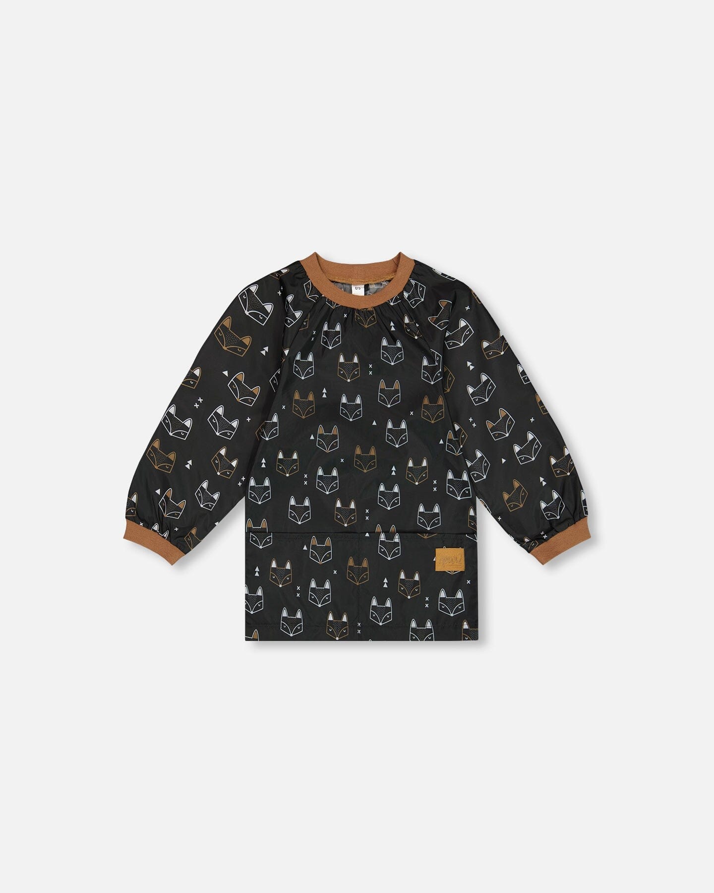 School Apron Black Printed Fox by Deux par Deux