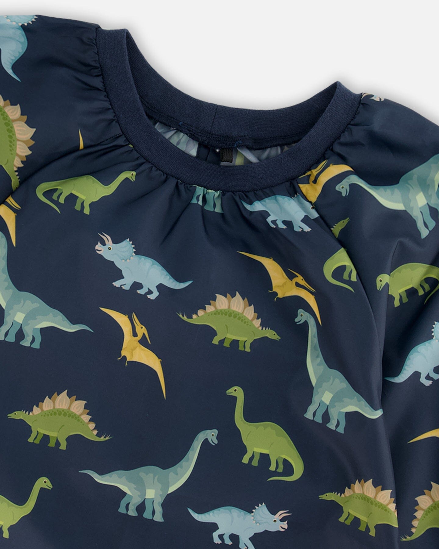 School Apron Navy Blue Printed Dinosaurs by Deux par Deux