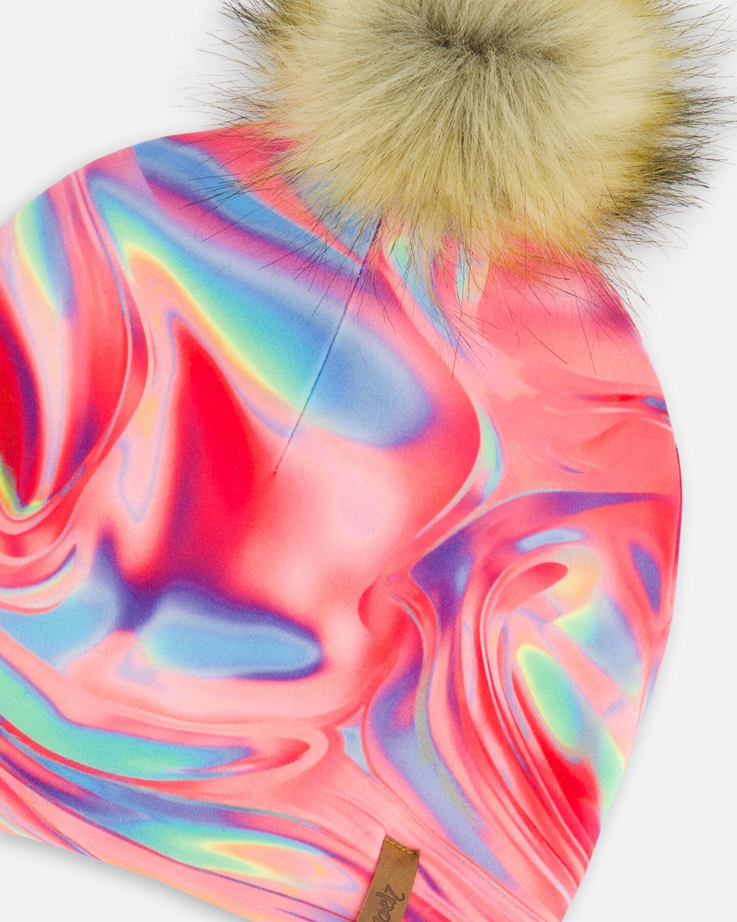 Mid-Season Jersey Detachable Pompom Hat Printed Marble by Deux par Deux