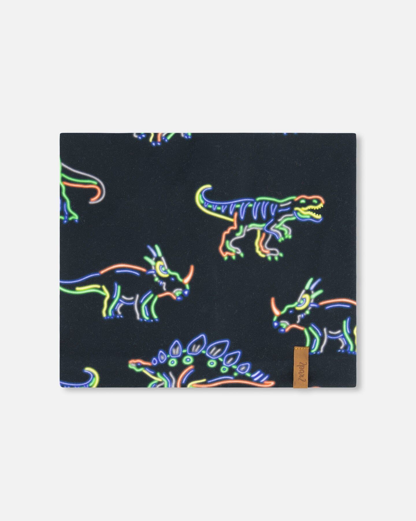 Mid-Season Jersey Neckwarmer Black Printed Neon Dino by Deux par Deux