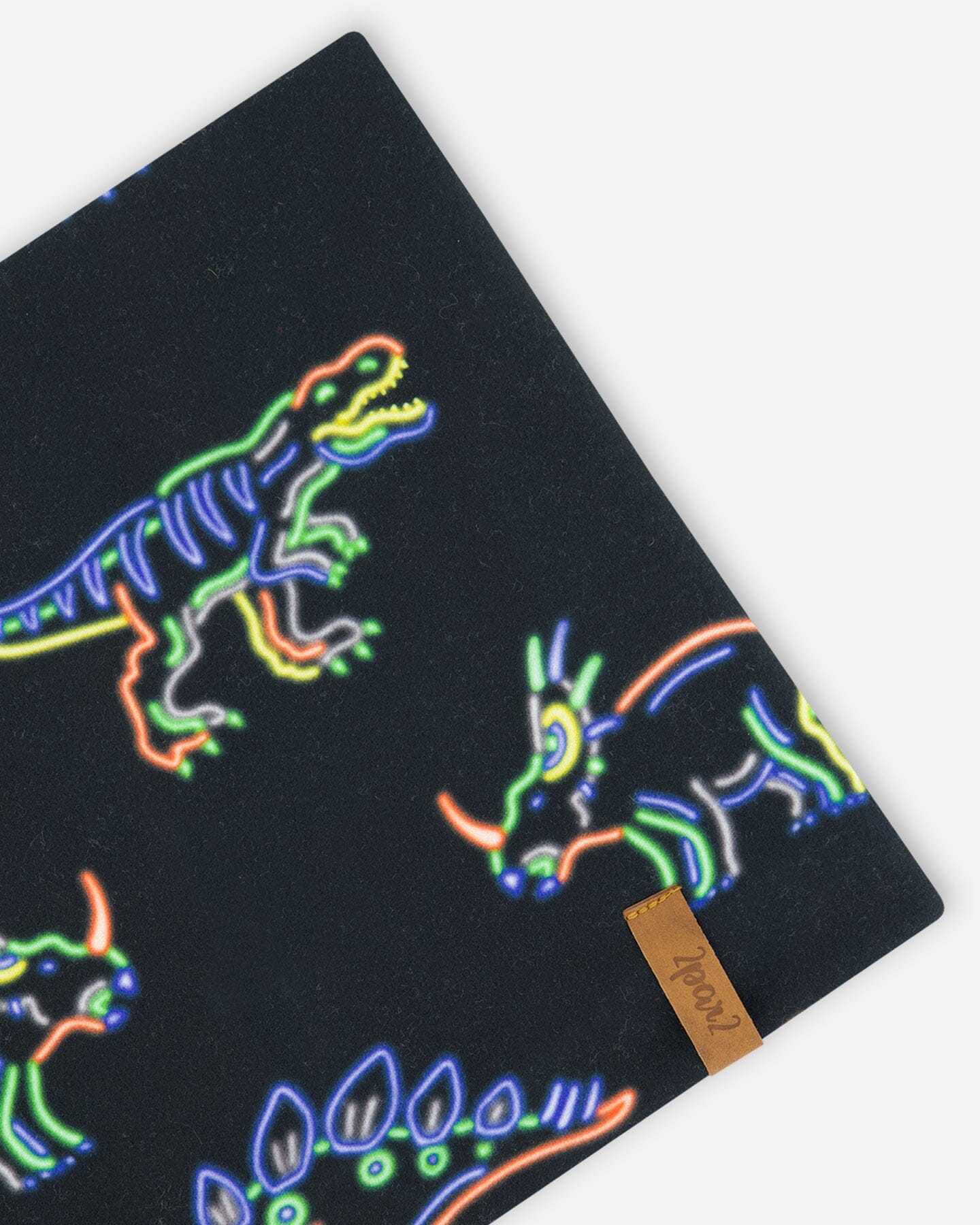 Mid-Season Jersey Neckwarmer Black Printed Neon Dino by Deux par Deux