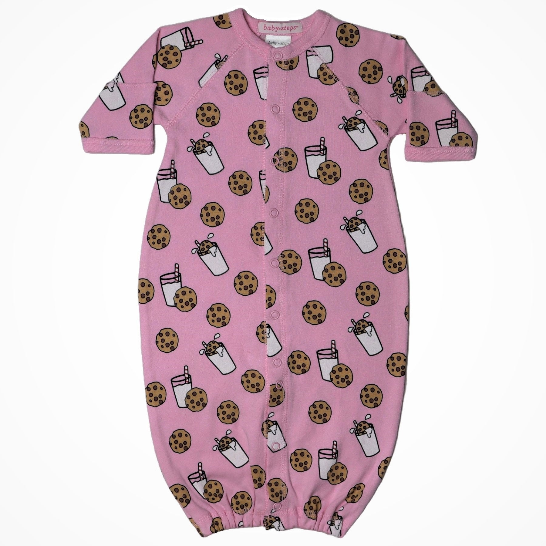 Baby Converter Gown - Milk & Cookies On Pink