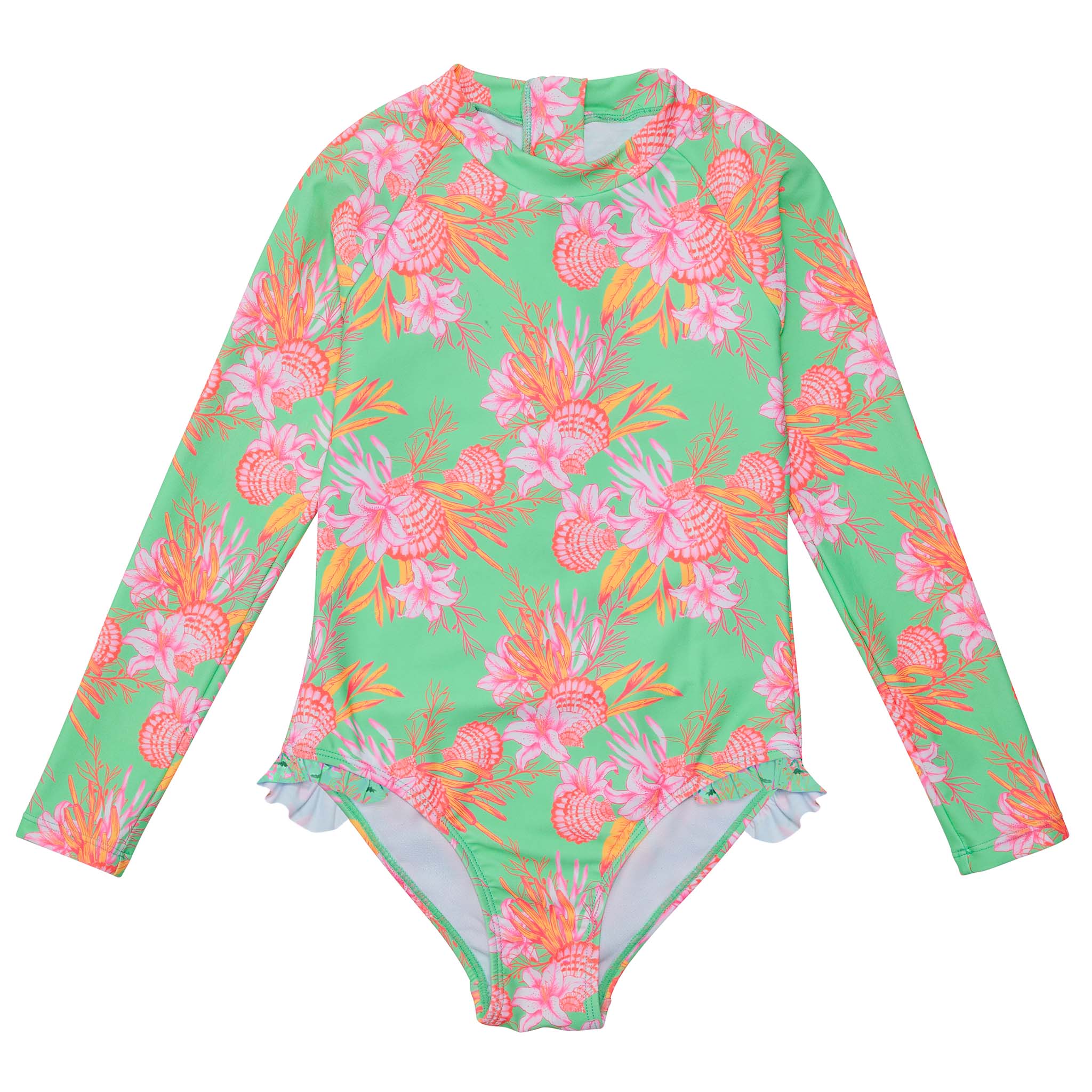 Coastal Shells Sustainable Leg Frill Surf Suit