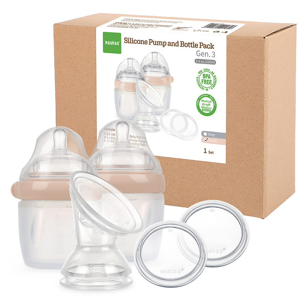 Haakaa Gen 3 Silicone Breast Pump And Bottle Pack 160 Ml/6 Oz