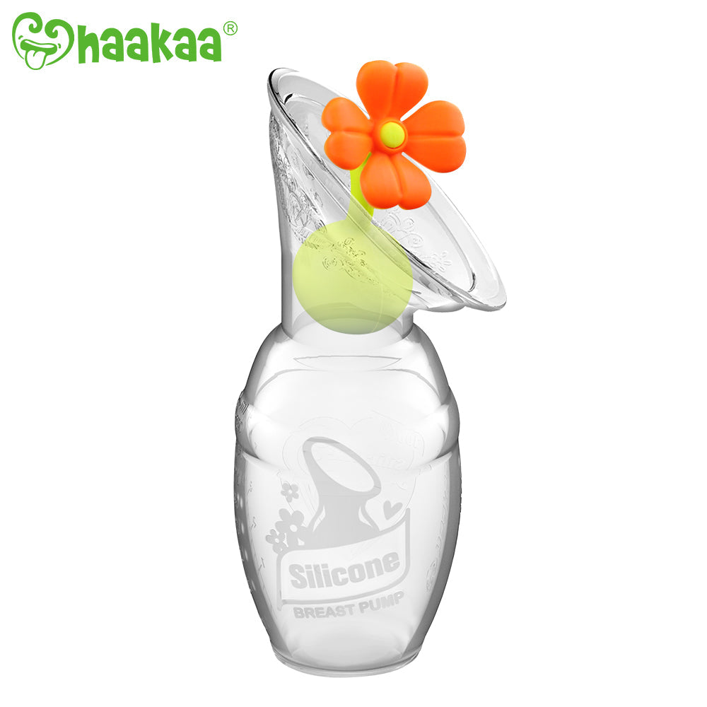 Haakaa Gen 1 Silicone Breast Pump 4 Oz And Silicone Flower Stopper Set