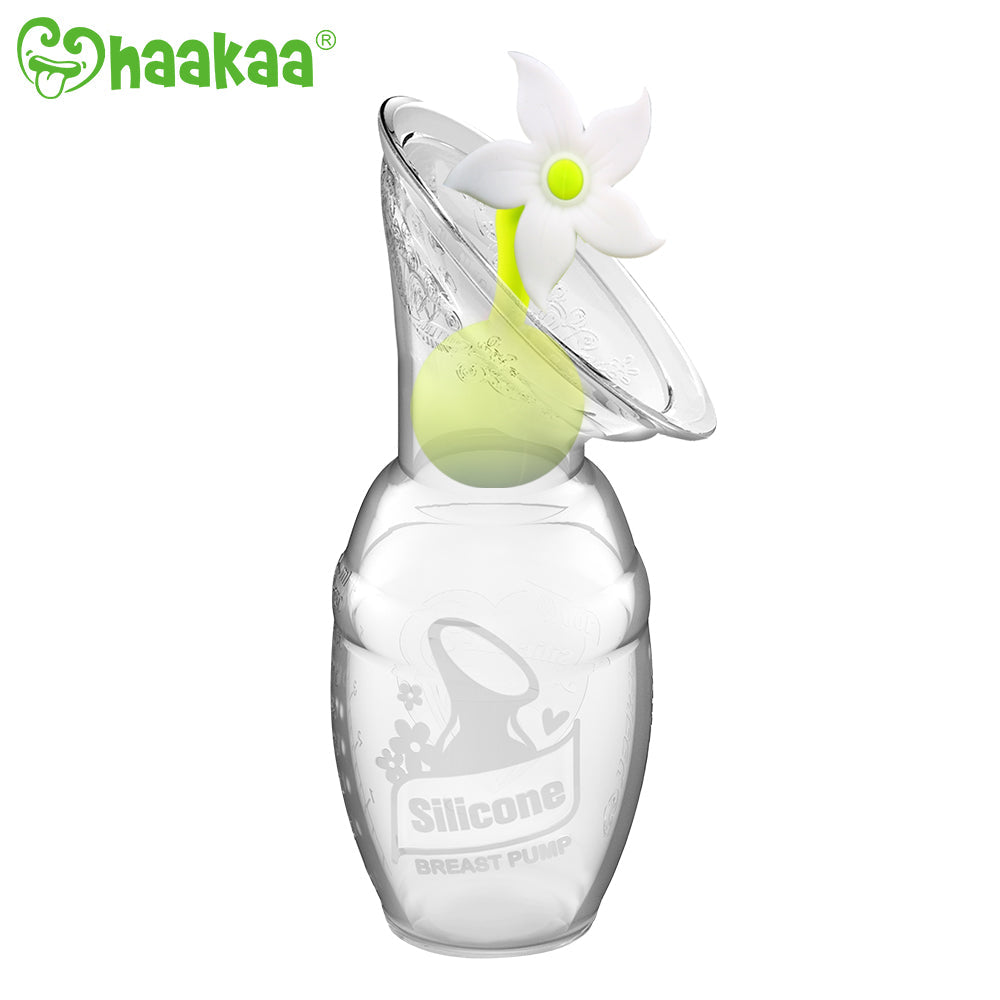 Haakaa Gen 1 Silicone Breast Pump 4 Oz And Silicone Flower Stopper Set