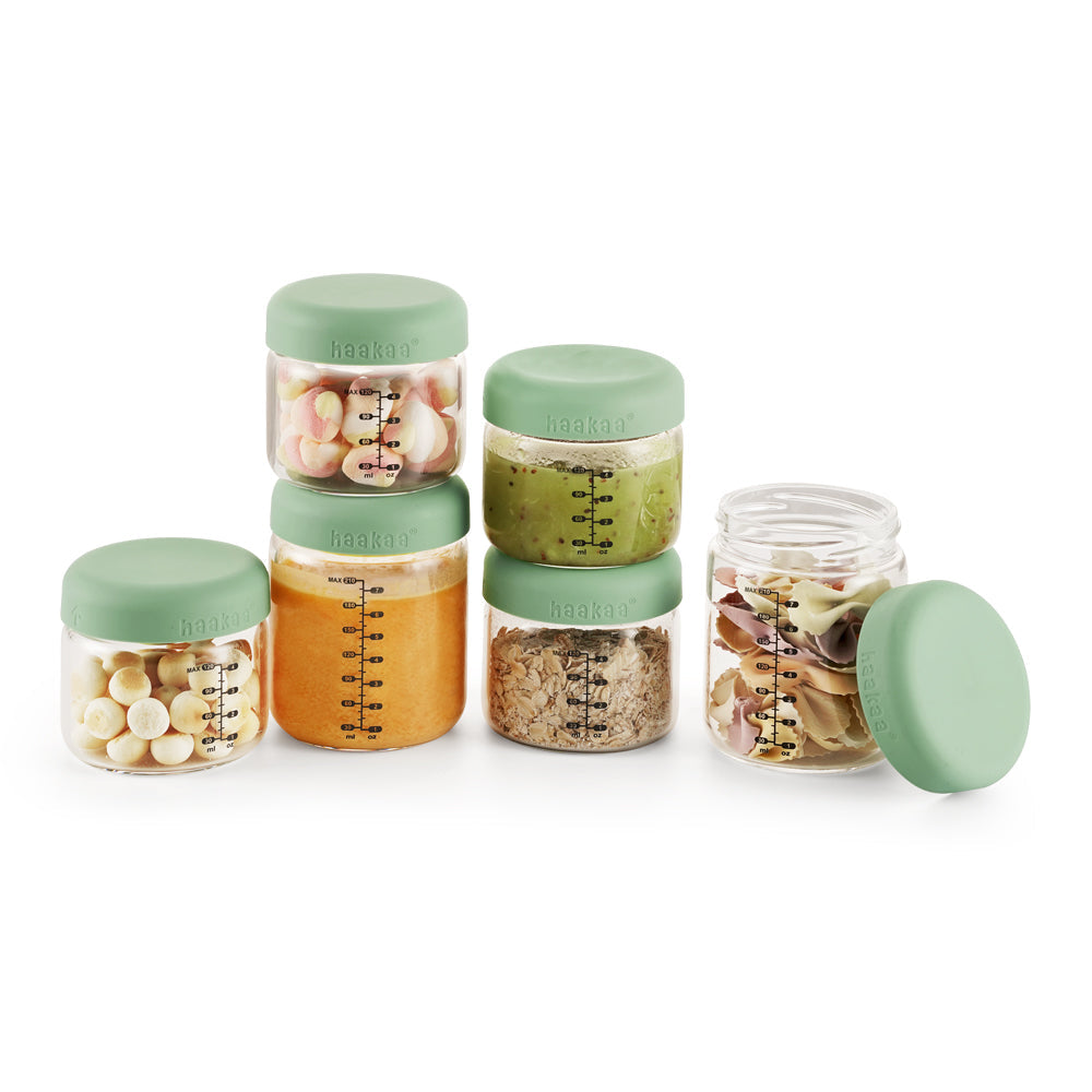 Haakaa Sealed Glass Storage Jar Set - 6 X 4 Oz Glass Jars