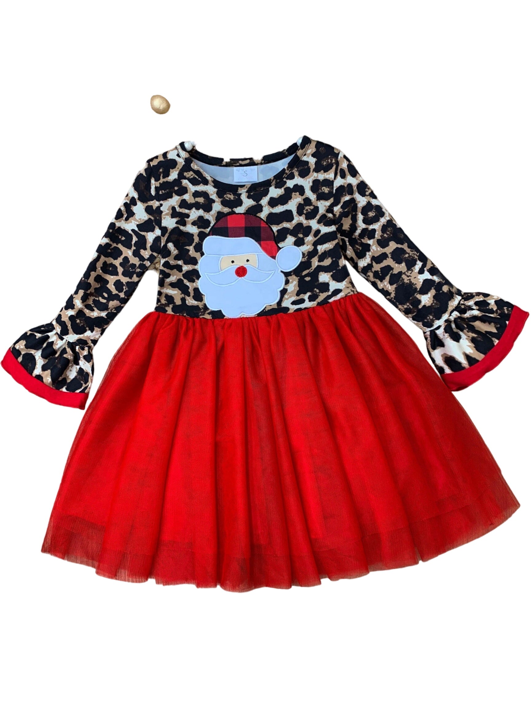 Wild For Santa Flounce Sleeve Tutu Dress