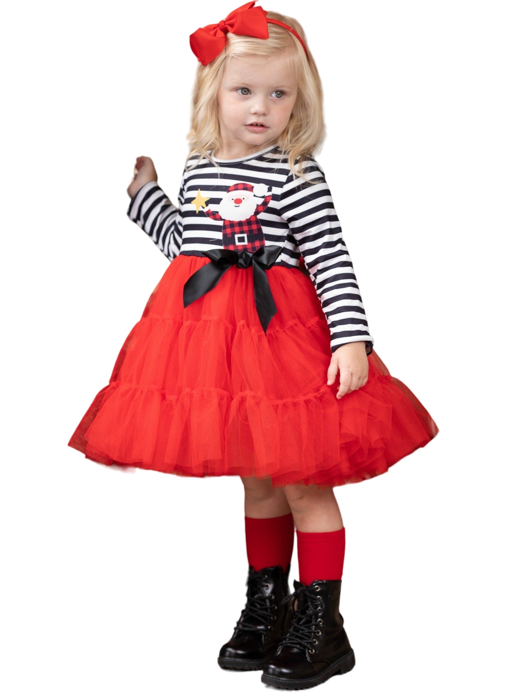 Santa And Stripes Tutu Dress