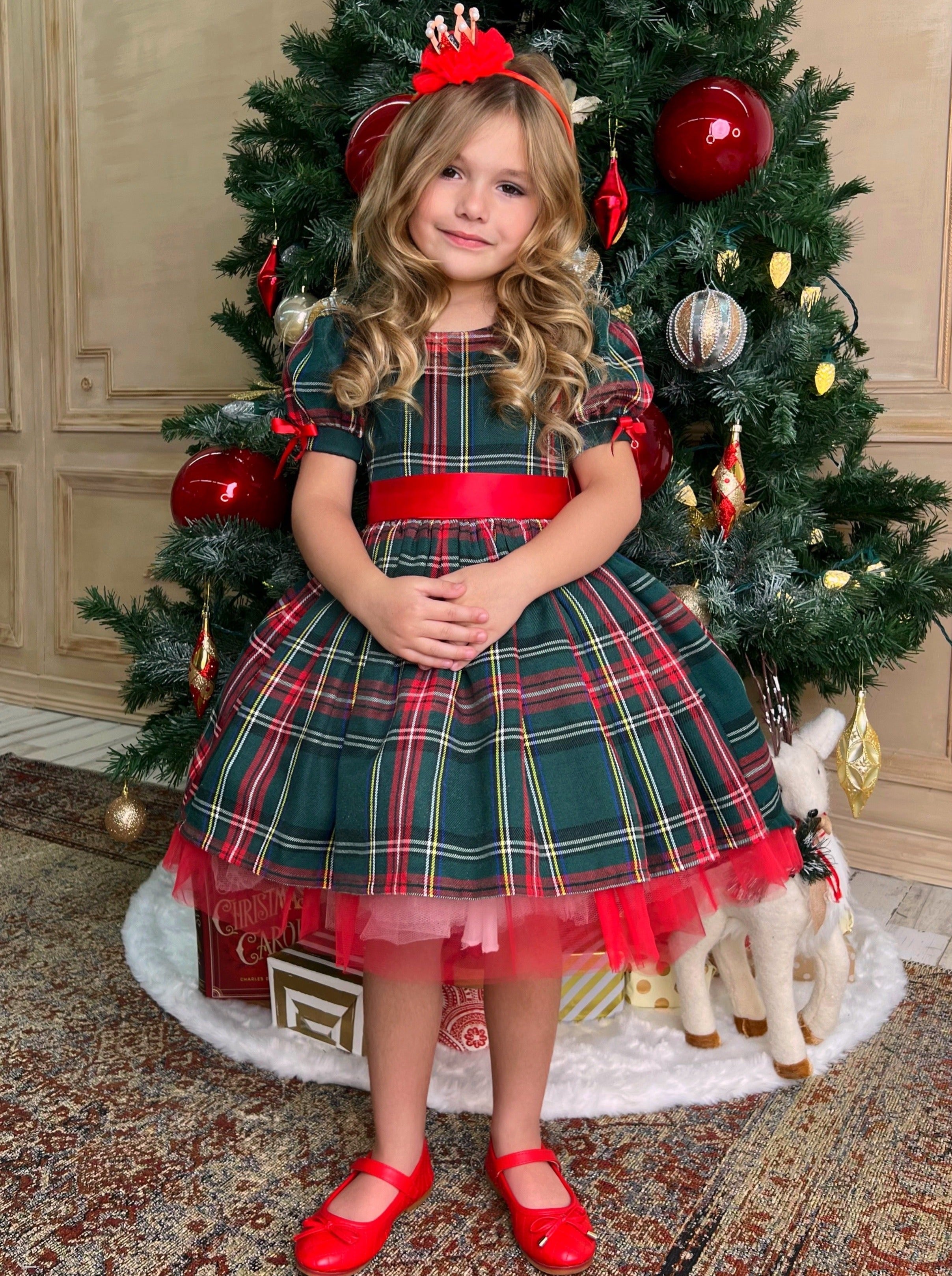 Holly Jolly Hi-lo Plaid Holiday Dress